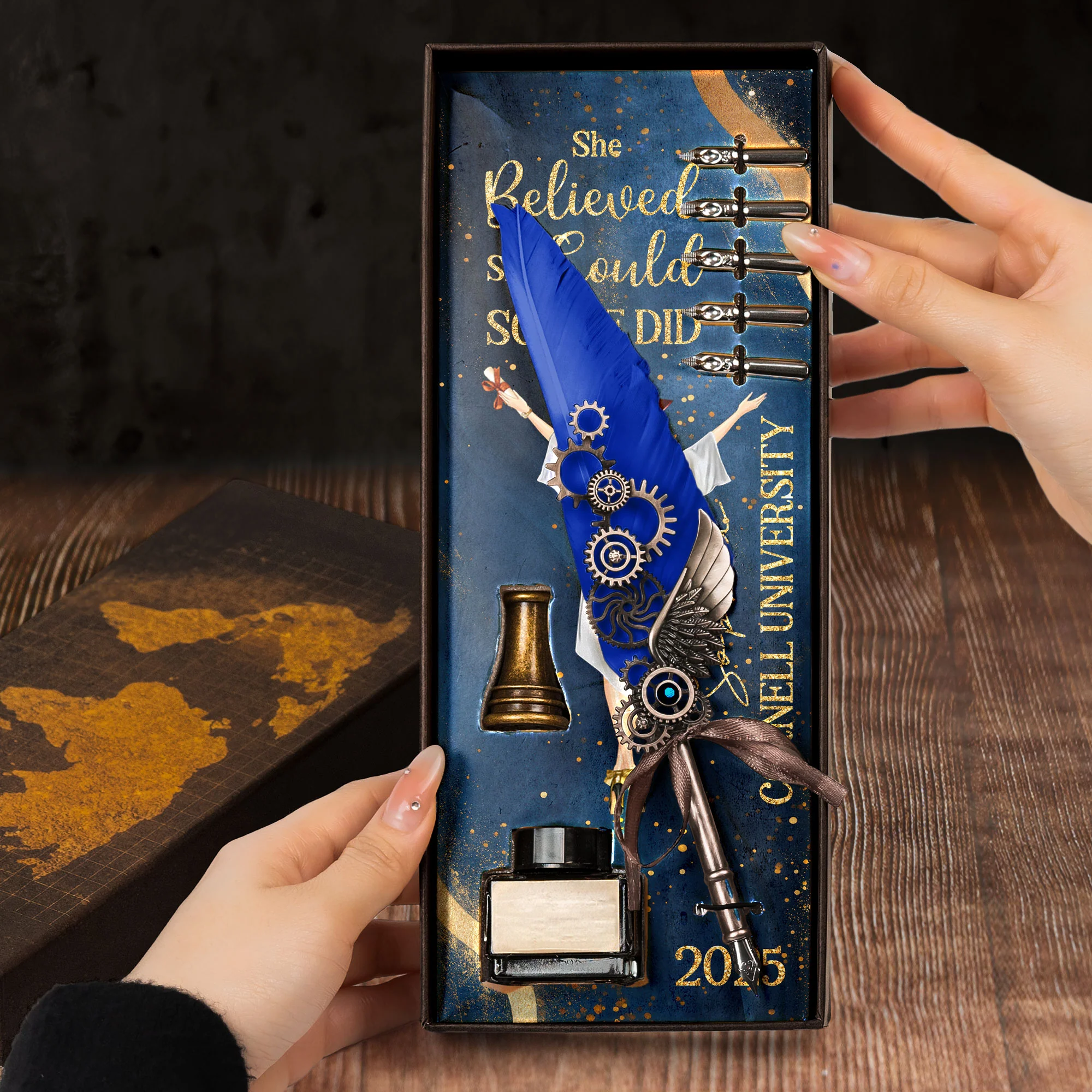 She Believed She Could So She Did - Feather Pen Set With Custom Card - Image 4