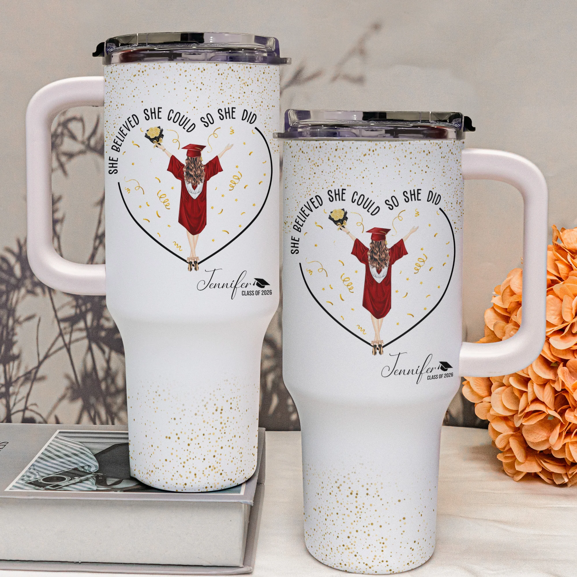 She Believed She Could So She Did - Personalized 40oz Tumbler With Straw - Image 3