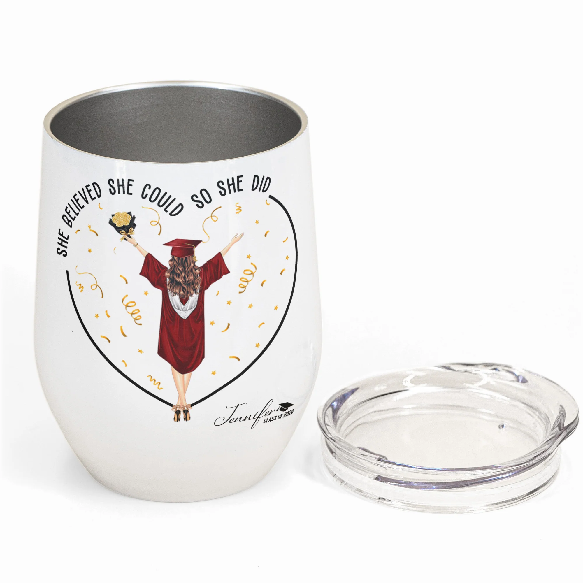 She Believed She Could So She Did - Personalized Wine Tumbler - Image 2