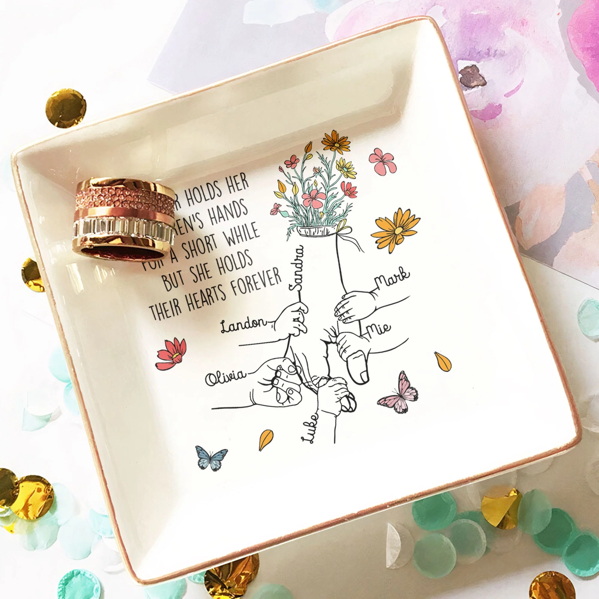 She Holds Their Hearts Forever - Personalized Jewelry Dish - Image 3