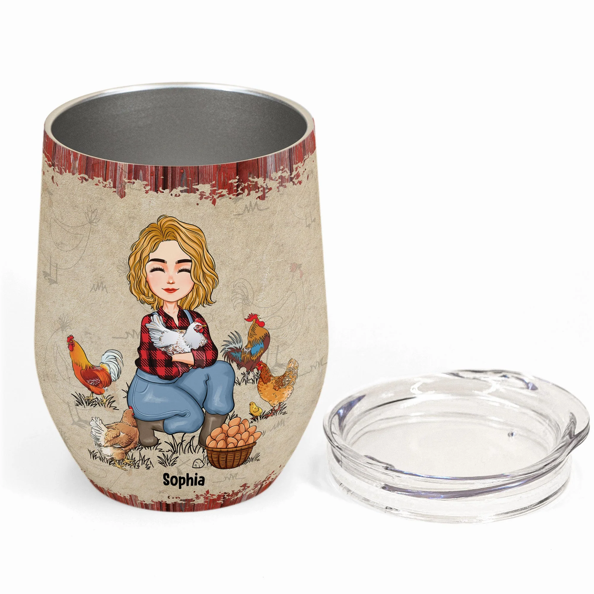 She Is Clothed In Muck Boots - Personalized Wine Tumbler - Birthday, Christmas, New Year Gift For Farmers, Chicken Lady - Image 2