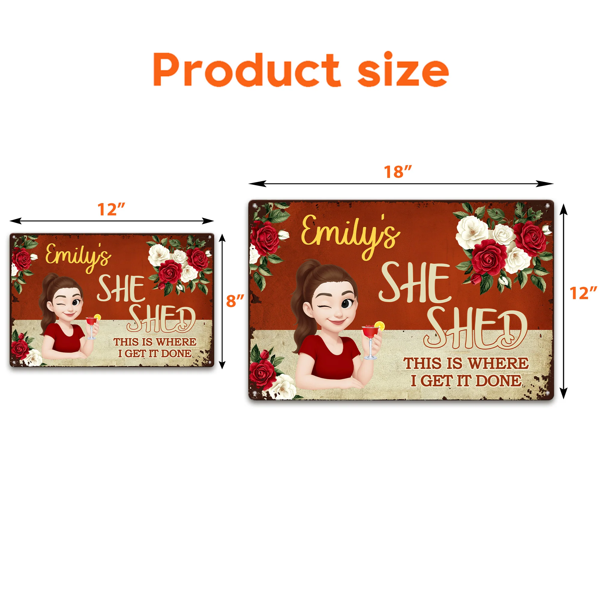 She Shed Sign For Gardening, Craft Room, Reading - Personalized Metal Sign - Image 4