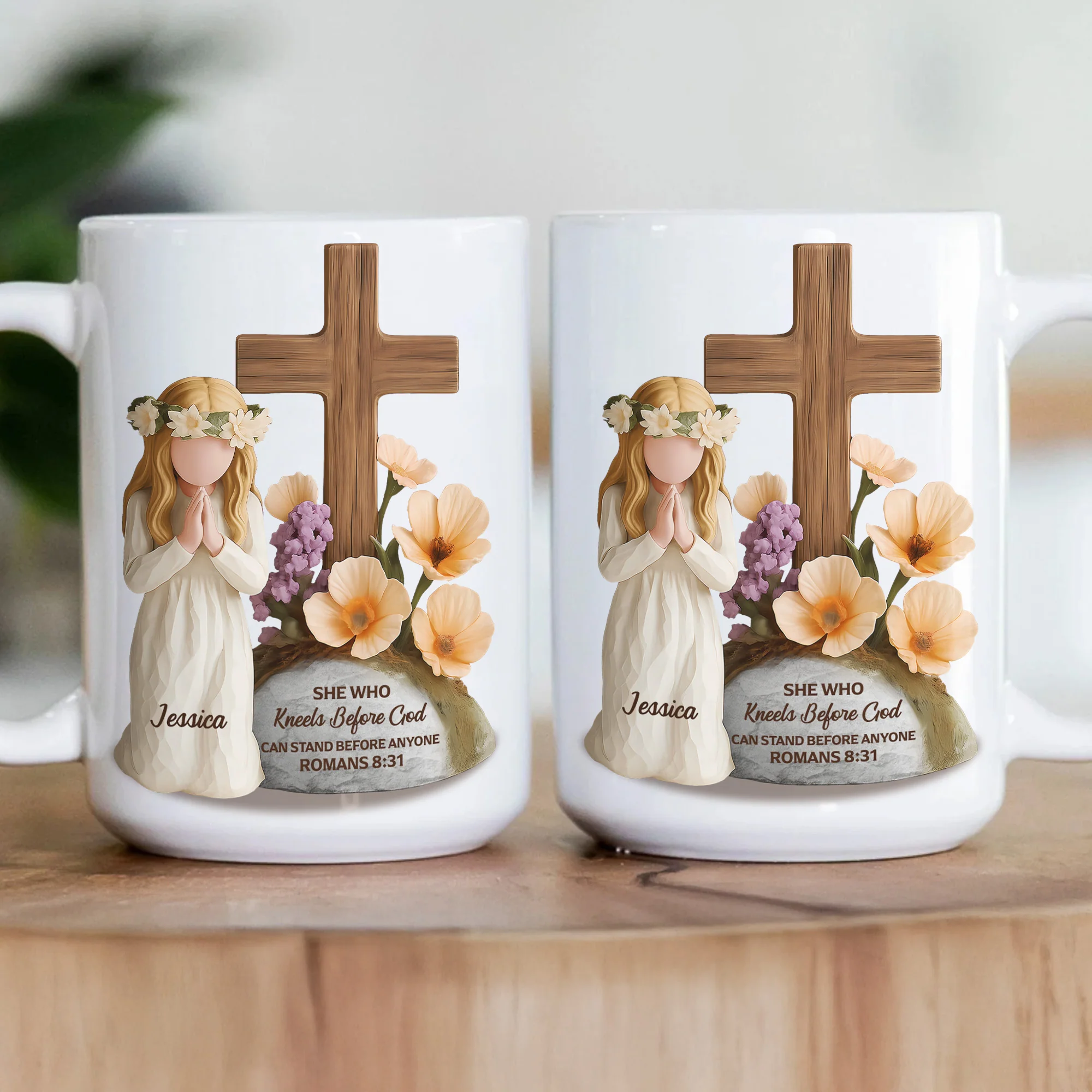 She Who Kneels Before God Can Stand Before Anyone Gift For Her - Personalized Mug - Image 3