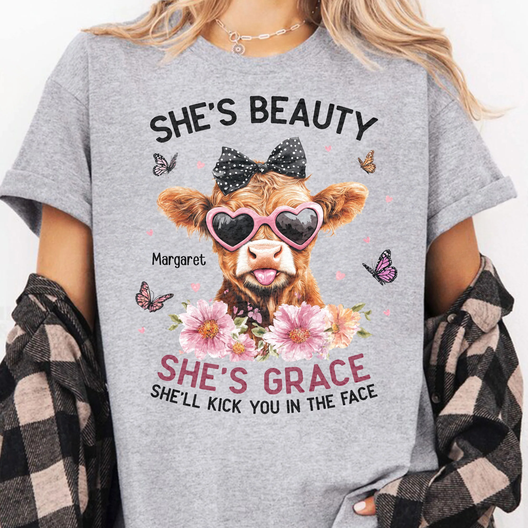She's Beauty She's Grace She'll Kick You In The Face - Personalized Shirt - Image 2