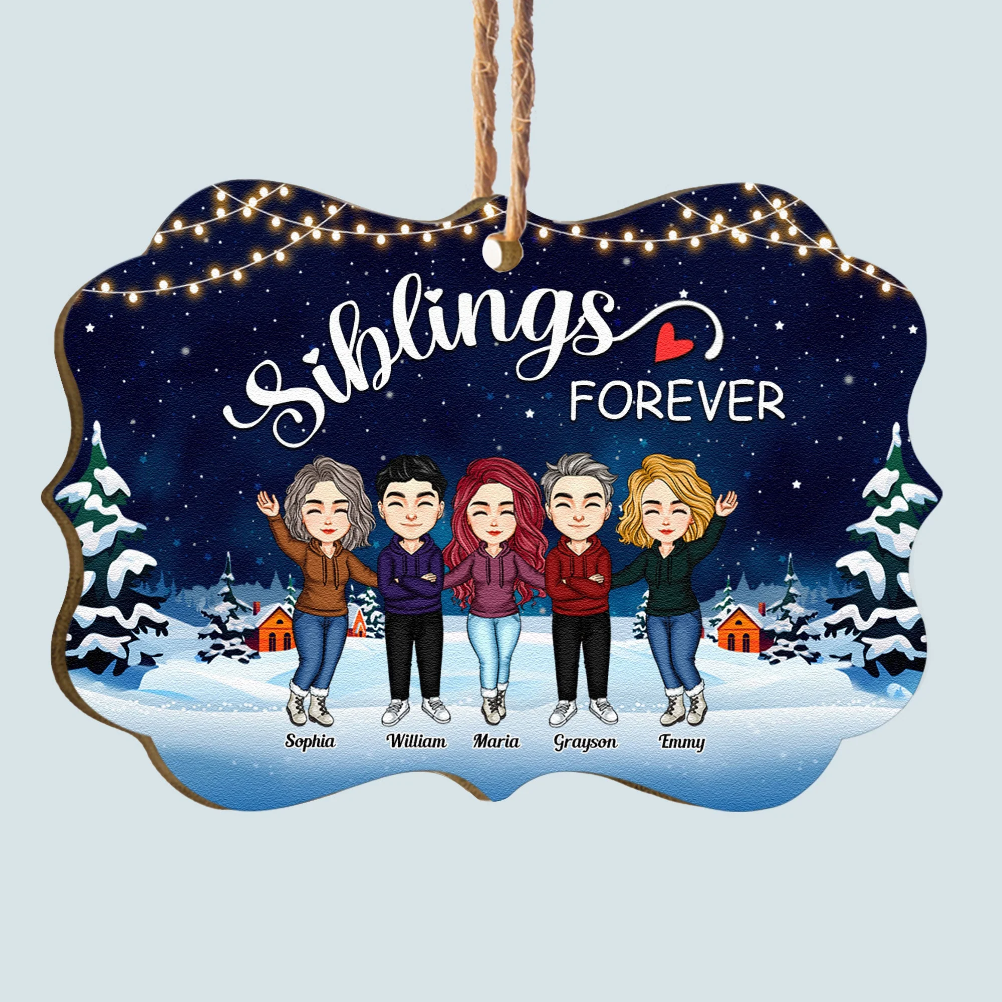 Siblings Forever - Personalized Aluminum/Wooden Ornament - Christmas Gift For Siblings, Family Members, Brothers And Sisters - Image 5
