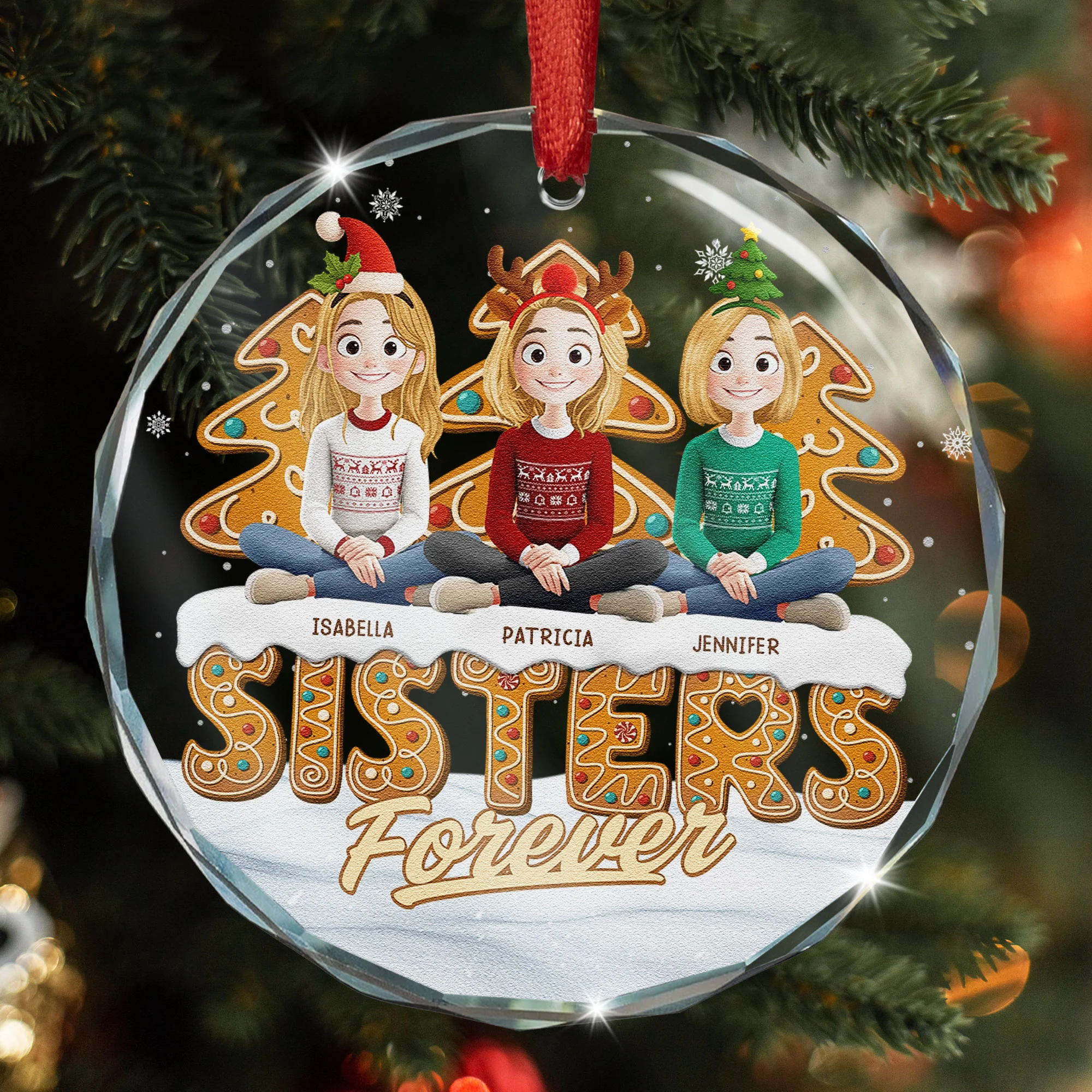 Siblings Forever - Personalized Glass Ornament - Image 4