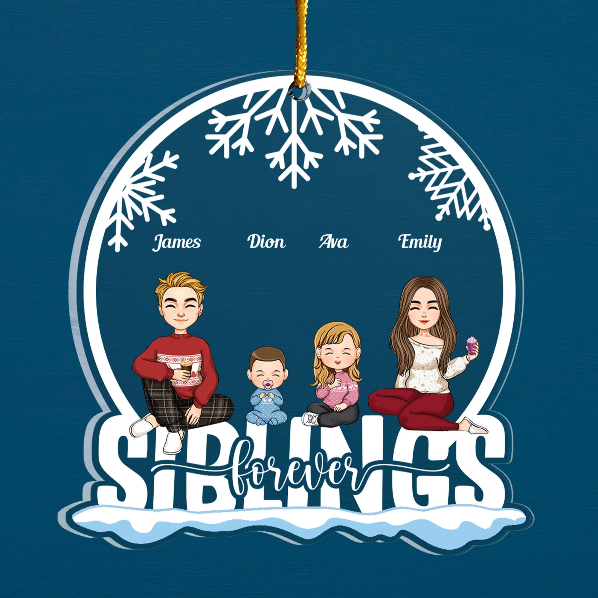 Siblings Forever With Little Ones - Personalized Siblings Ornament - Image 2
