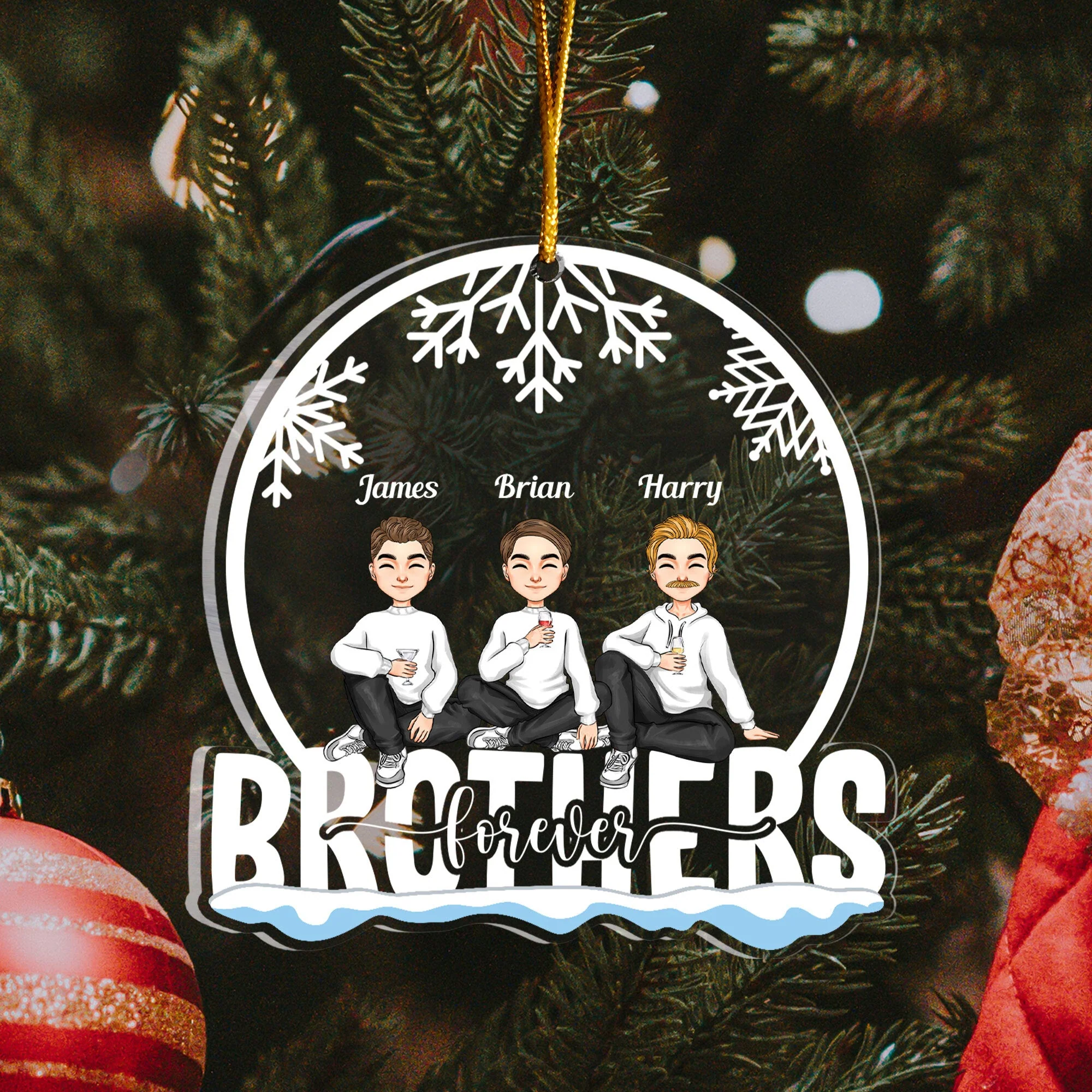 Siblings Forever With Little Ones - Personalized Siblings Ornament - Image 3