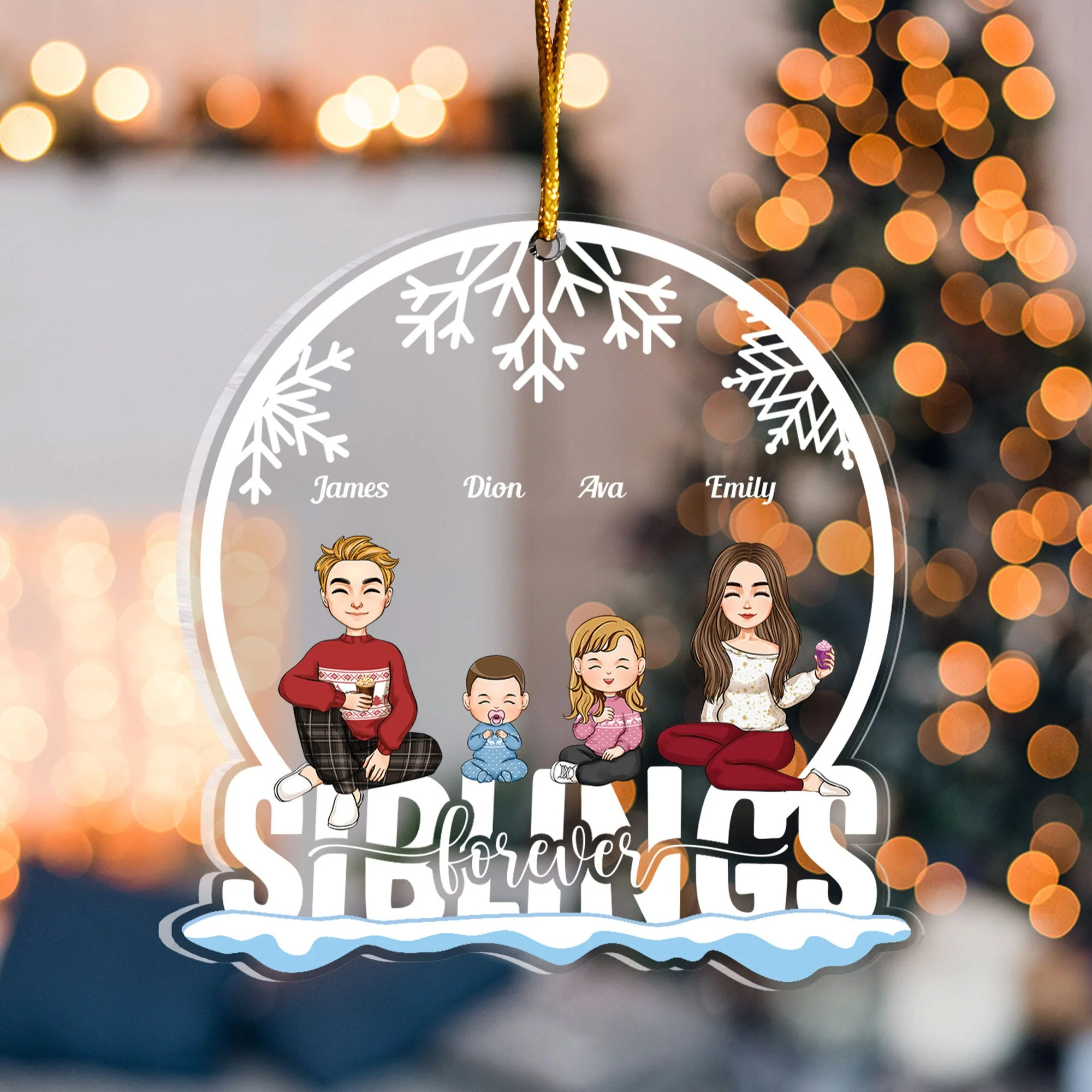 Siblings Forever With Little Ones - Personalized Siblings Ornament - Image 6