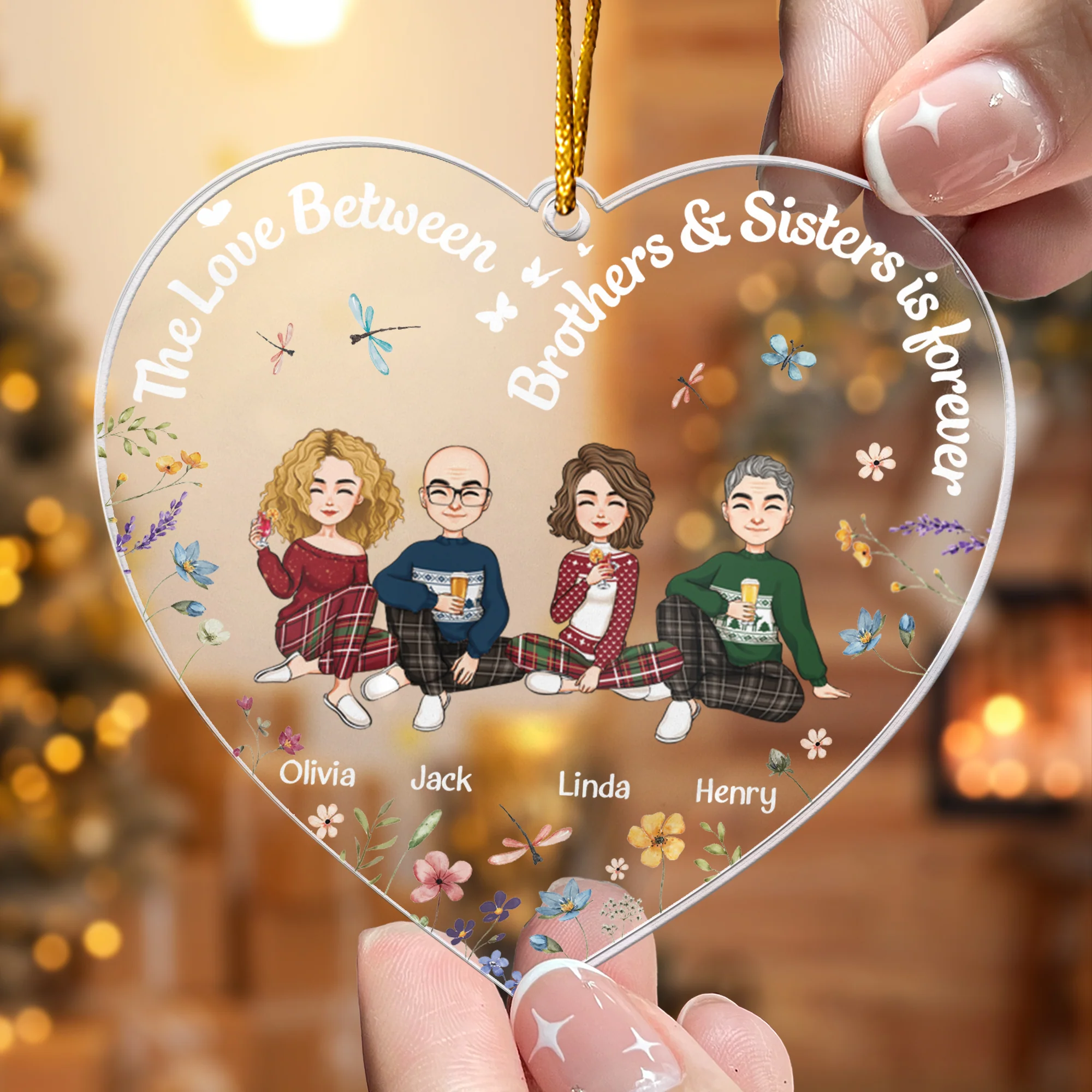 Siblings Gift The Love Between Brothers & Sisters Is Forever - Personalized Acrylic Ornament - Image 4
