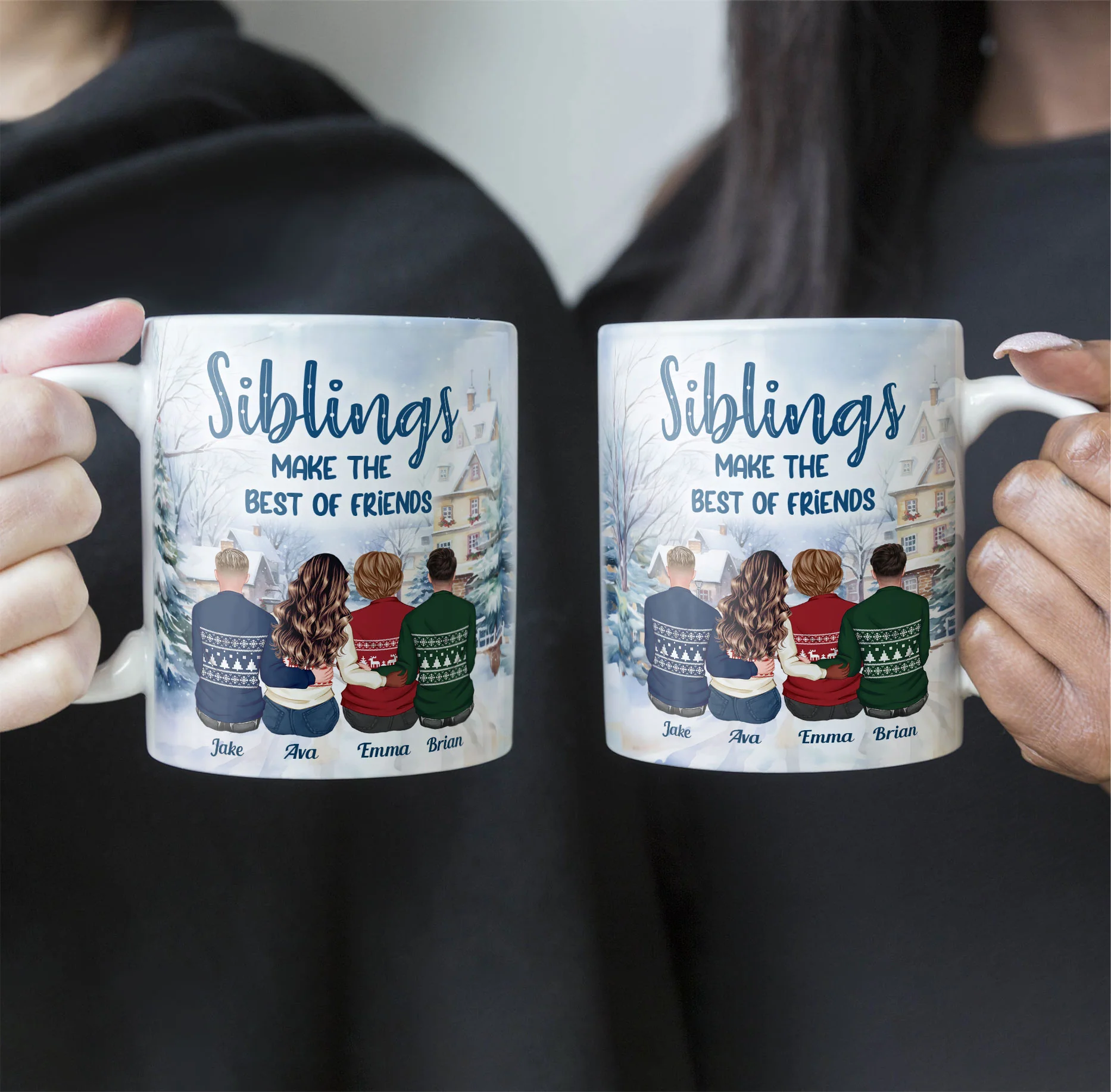 Siblings Make The Best Of Friends - Personalized Mug - Image 4