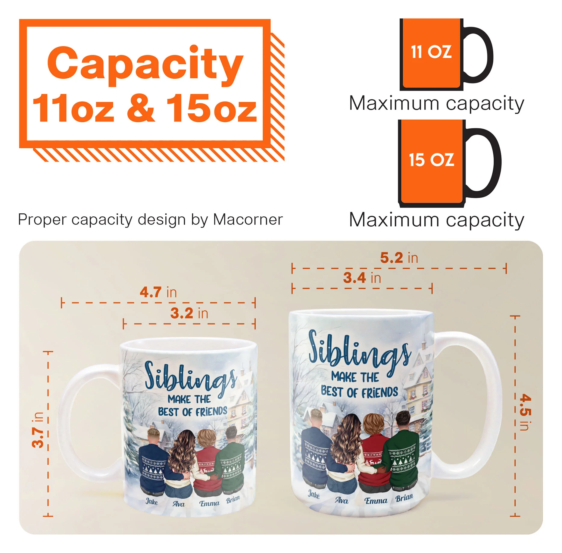 Siblings Make The Best Of Friends - Personalized Mug - Image 5
