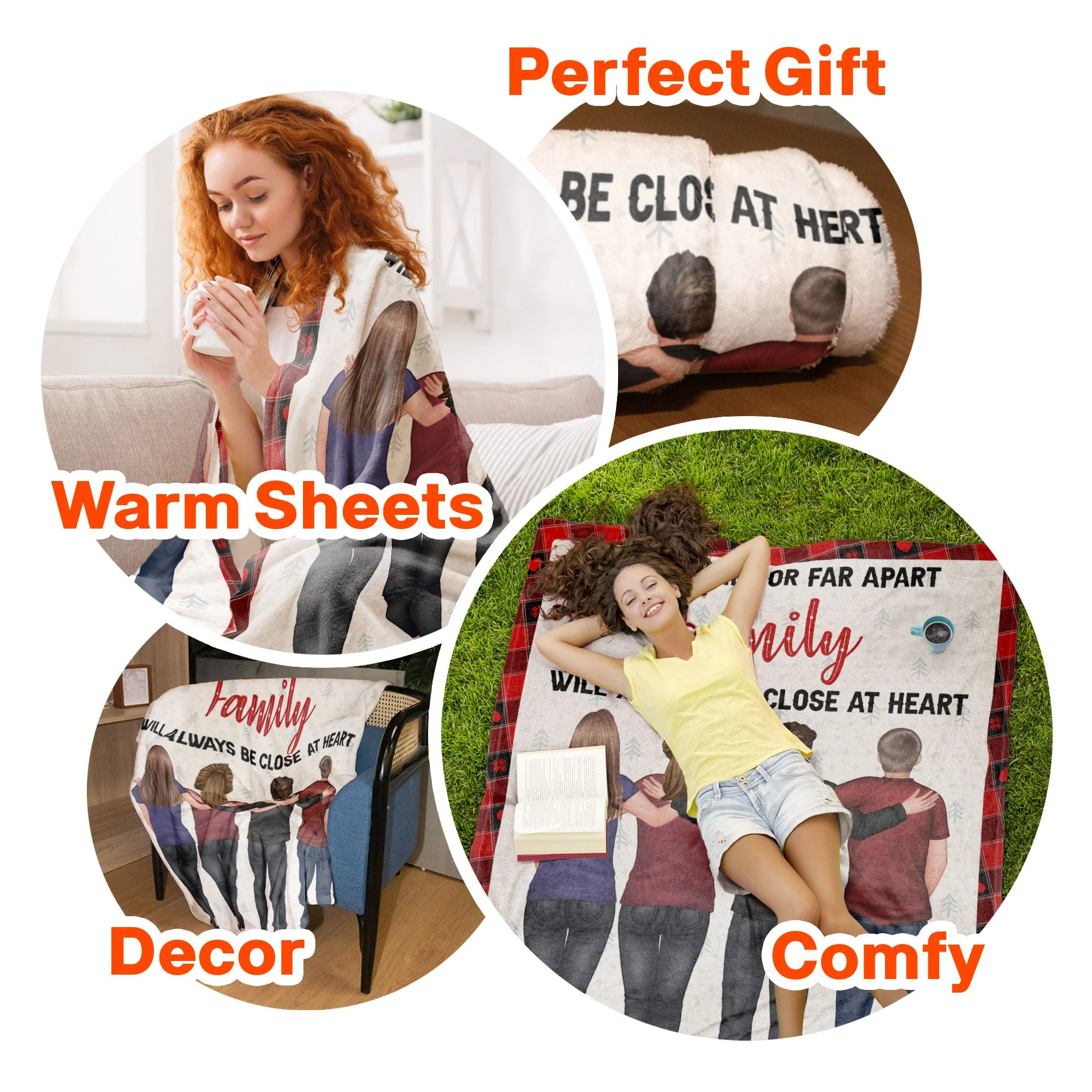 Side By Side Or Far Apart Family Close At Heart - Personalized Blanket - Image 7