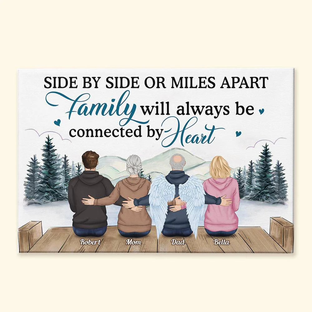 Side By Side Or Miles Apart, Family Connected By Heart - Personalized Poster / Canvas - Mothers Day Gift, Fathers Day Gift For Family, Long Distance Family Gift - Image 3