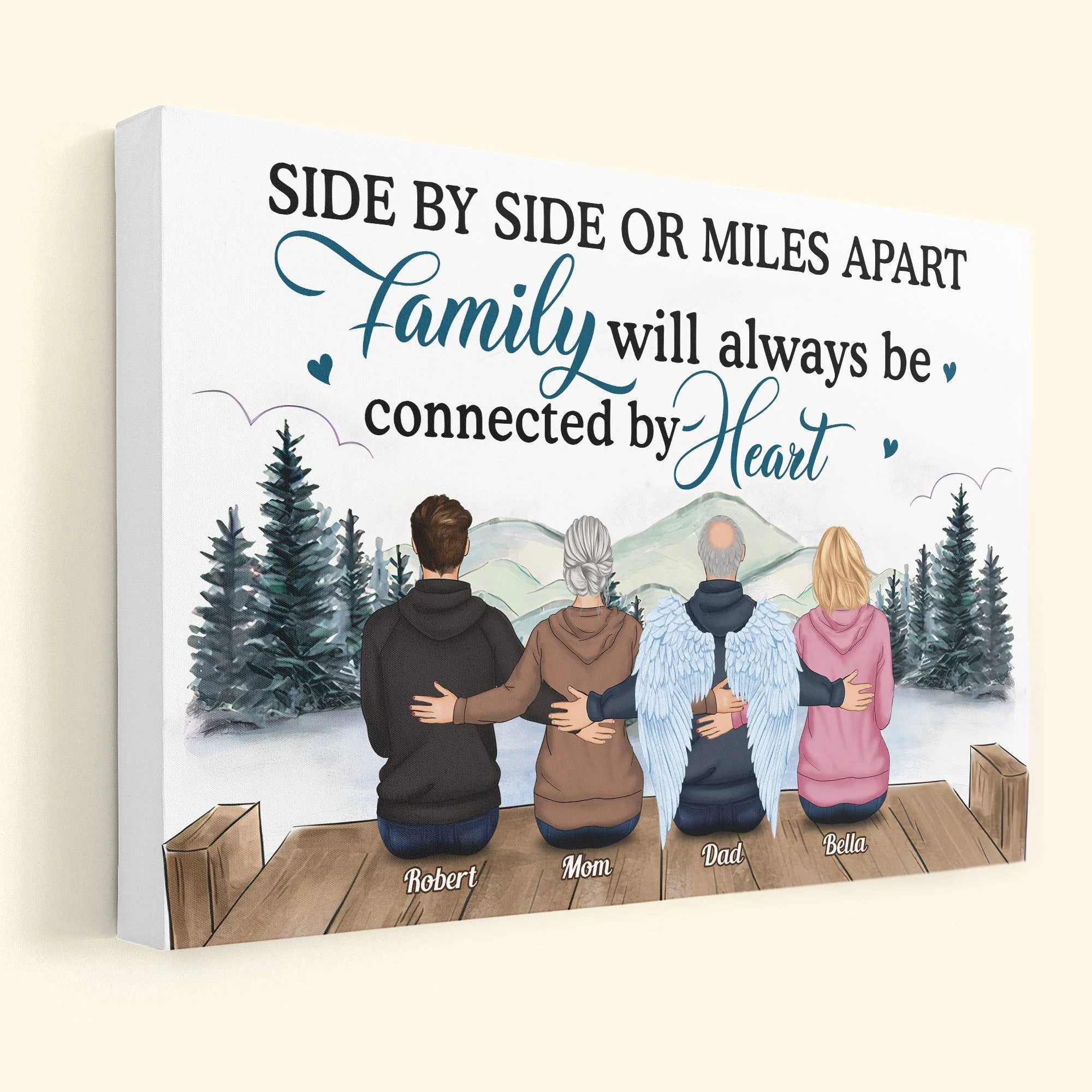 Side By Side Or Miles Apart, Family Connected By Heart - Personalized Poster / Canvas - Mothers Day Gift, Fathers Day Gift For Family, Long Distance Family Gift - Image 4