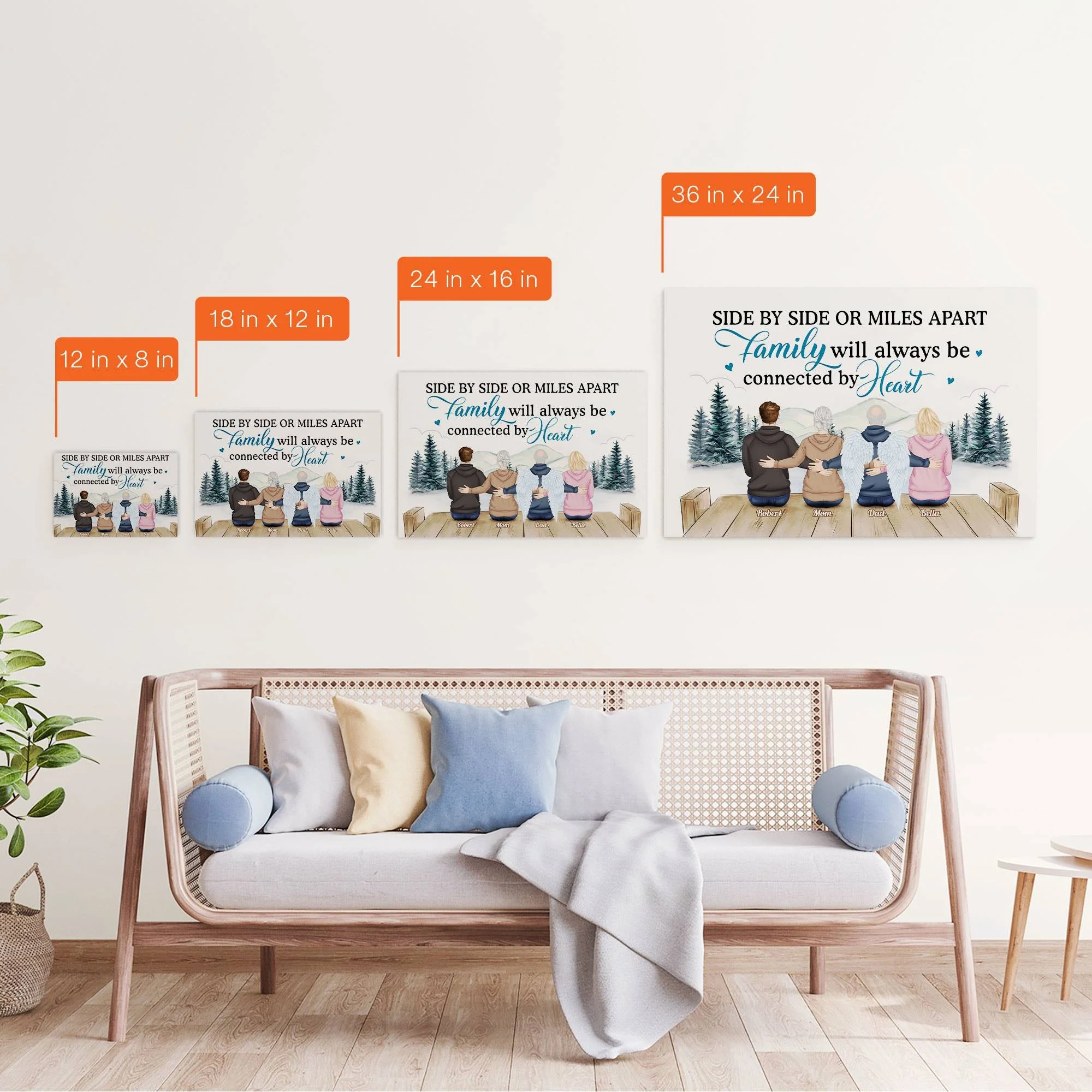 Side By Side Or Miles Apart, Family Connected By Heart - Personalized Poster / Canvas - Mothers Day Gift, Fathers Day Gift For Family, Long Distance Family Gift - Image 6