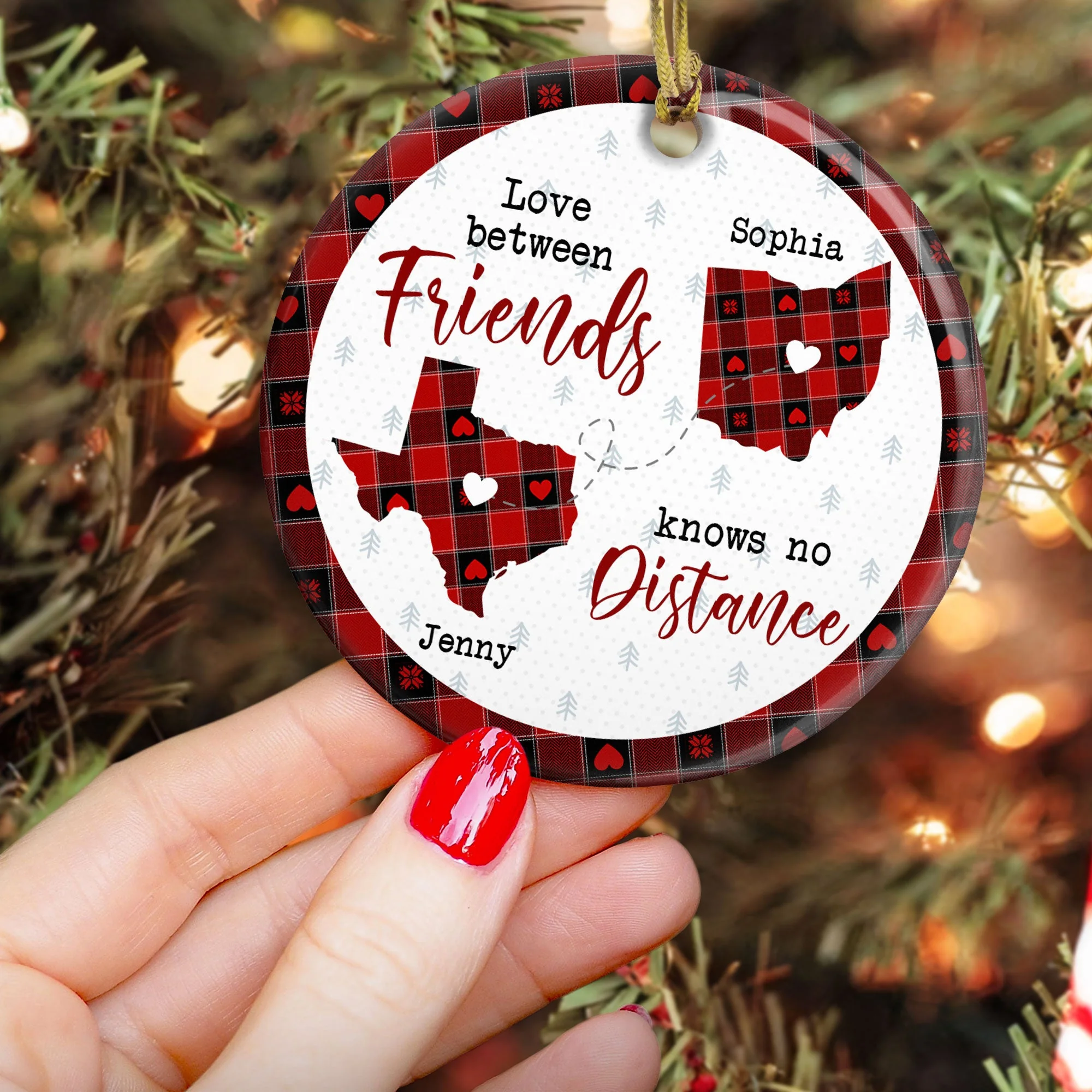 Side By Side Or Miles Apart You Are Always In My Heart - Personalized Ceramic Ornament - Image 3