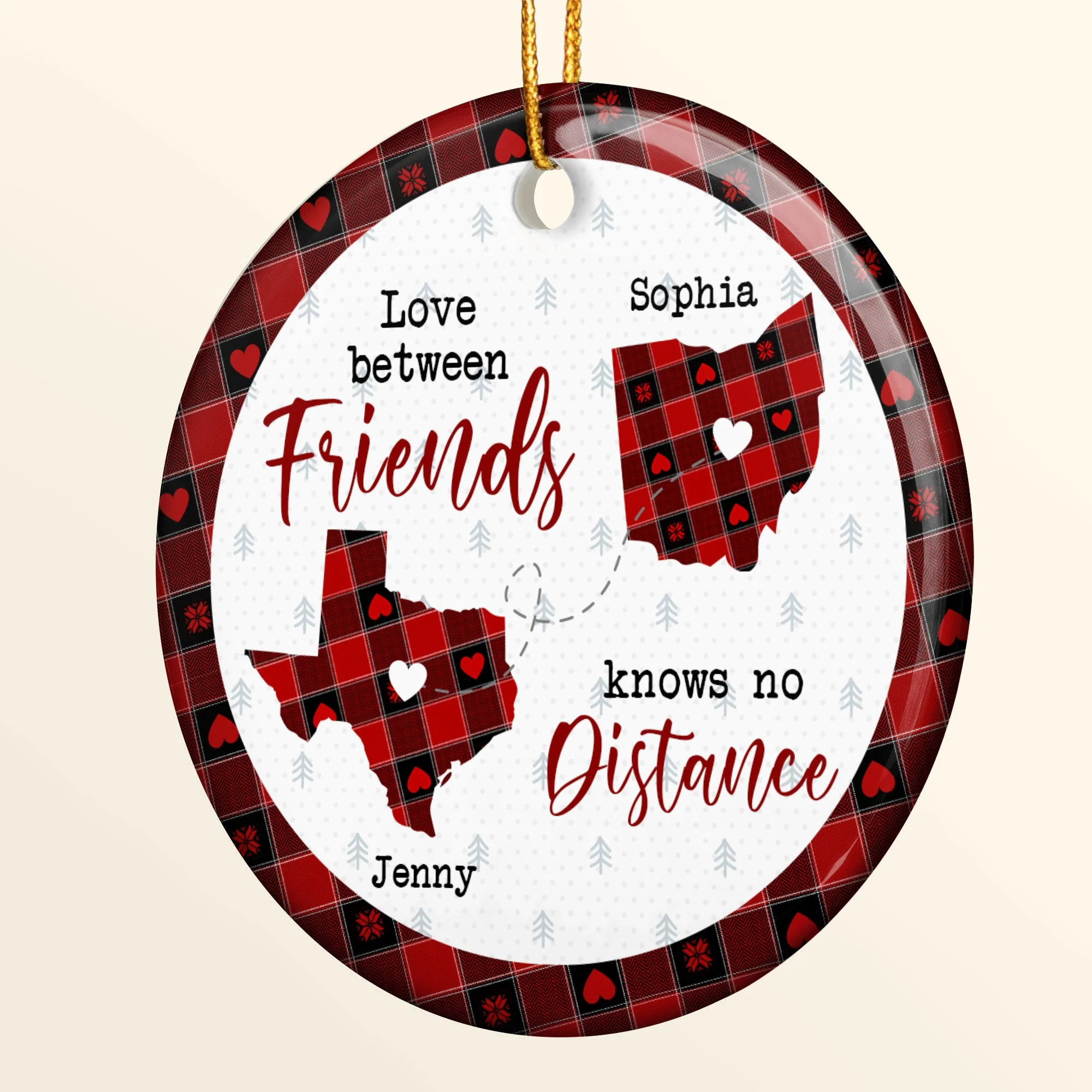 Side By Side Or Miles Apart You Are Always In My Heart - Personalized Ceramic Ornament - Image 5