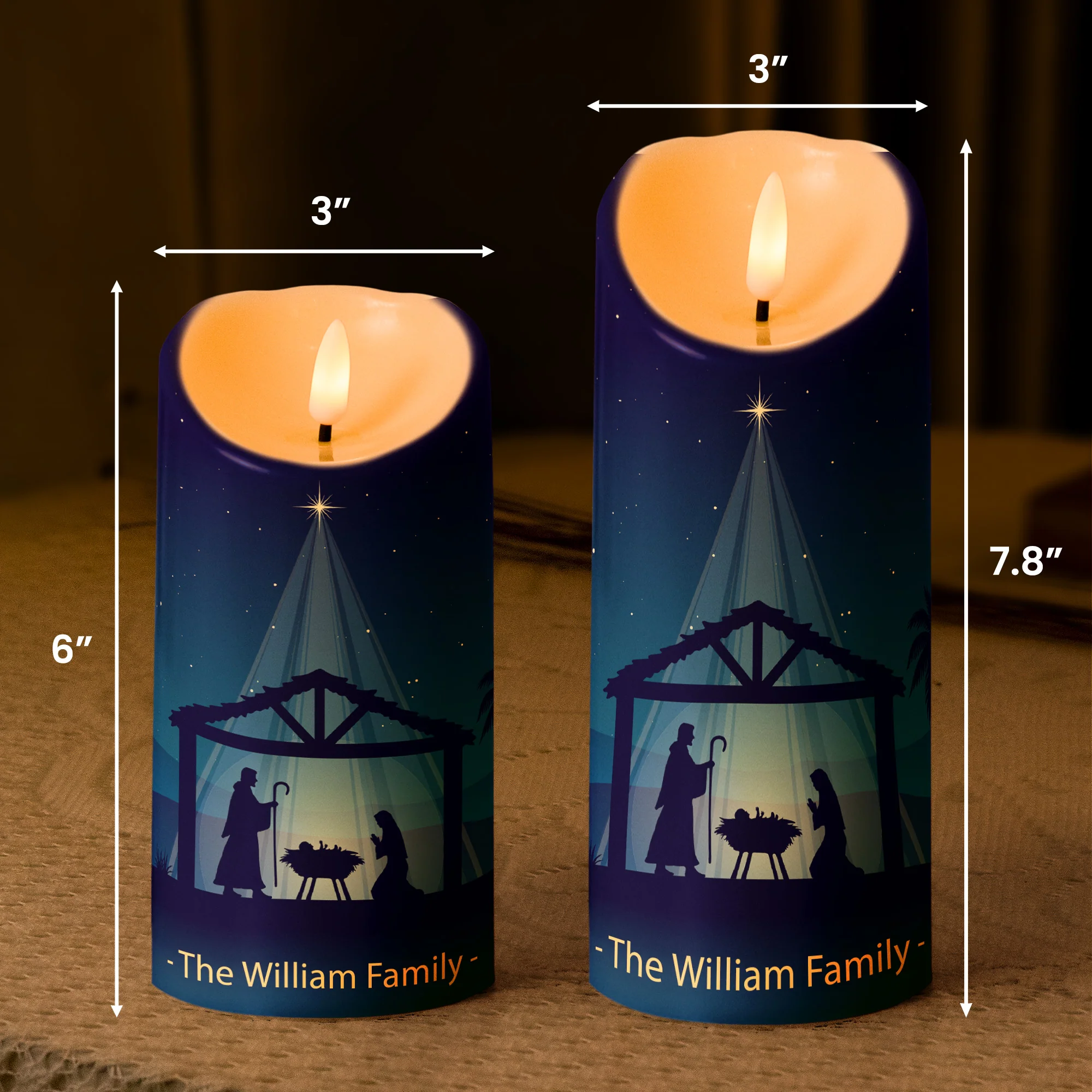 Silent Night Holy Night Nativity Gift For Family - Personalized LED Candle - Image 6