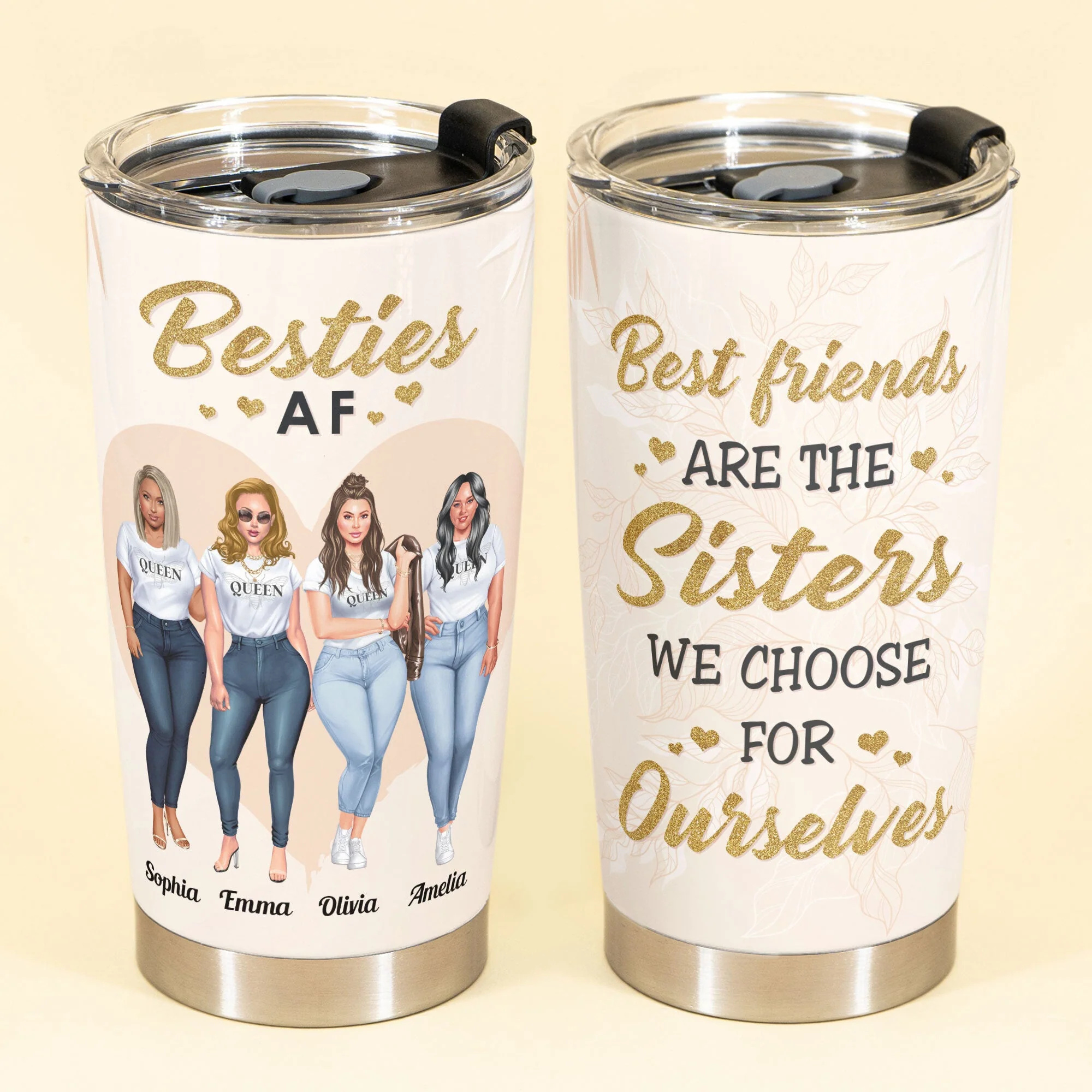 Sistas By Heart - Personalized Tumbler Cup - Birthday Gift For Sistas, Sisters, Besties, BFF - Image 3