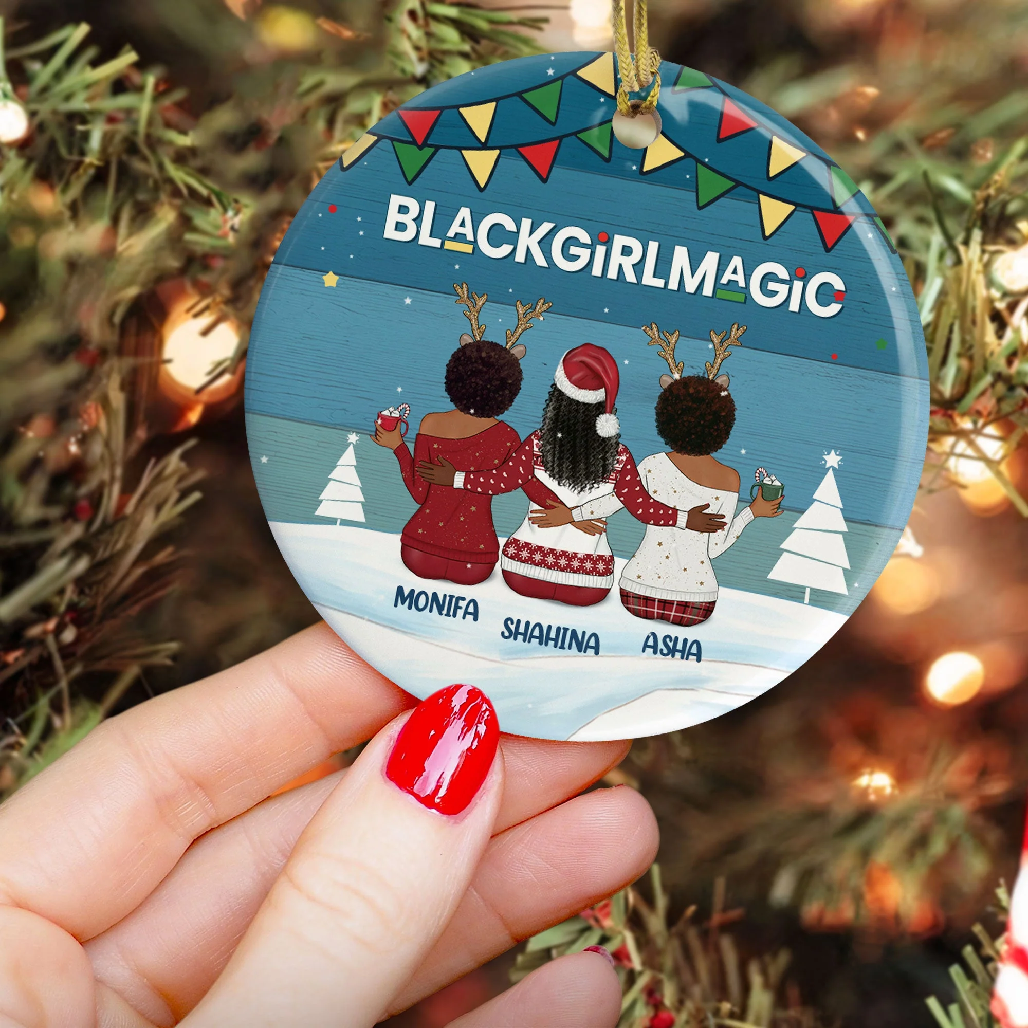 Sistas Soul Sisters - Personalized Ceramic Ornament - Christmas Gift For Sister - Image 4