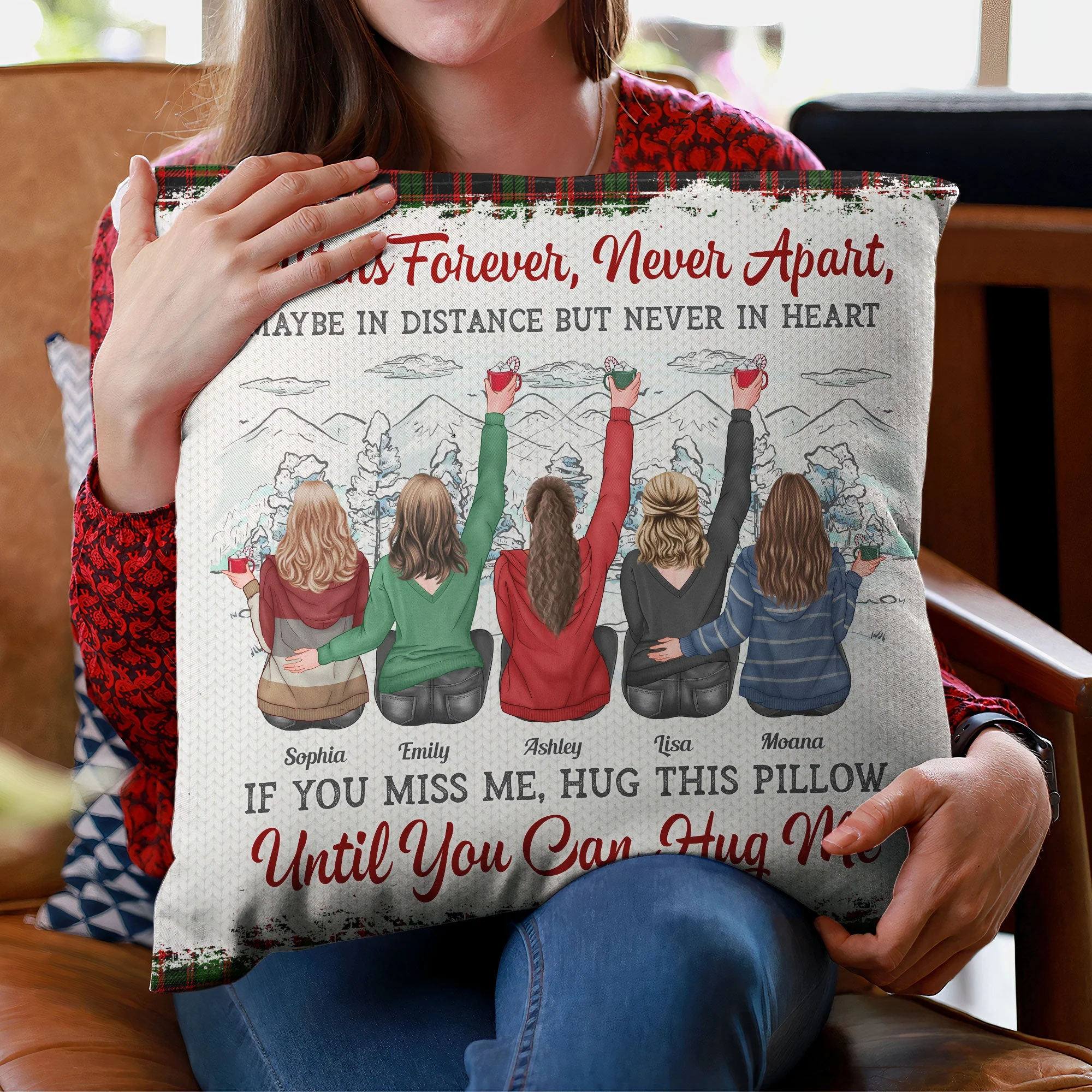 Sister Are Never Apart In Heart - Personalized Pillow (Insert Included) - Christmas Gift For Sisters, Besties, Soul Sisters, Heartwarming Gift - Image 3