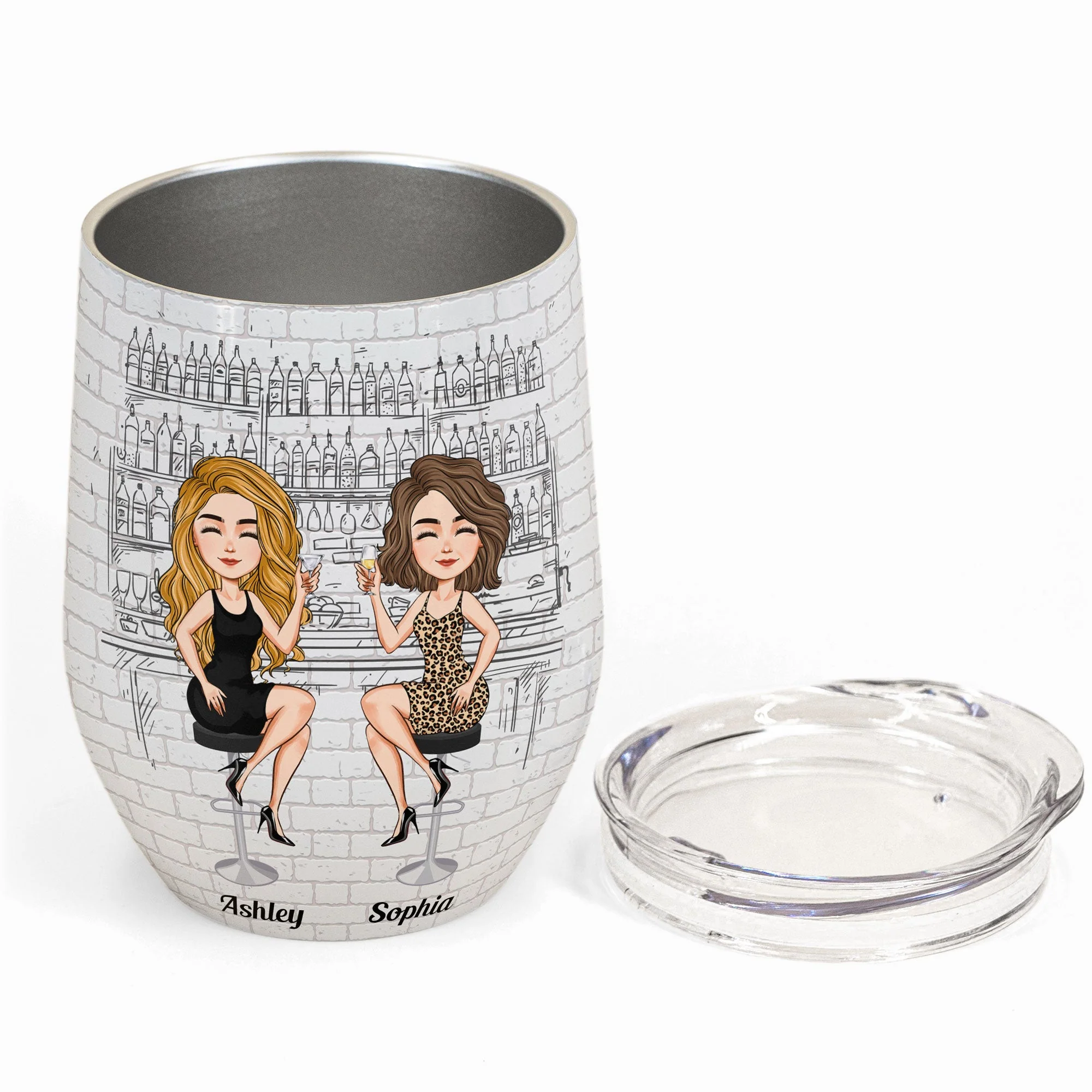 Sister I Would Fight A Bear For You - Personalized Wine Tumbler - Christmas, New Year Gift For Sistas, Sister, Besties, Best Friends, Soul Sisters - Image 2