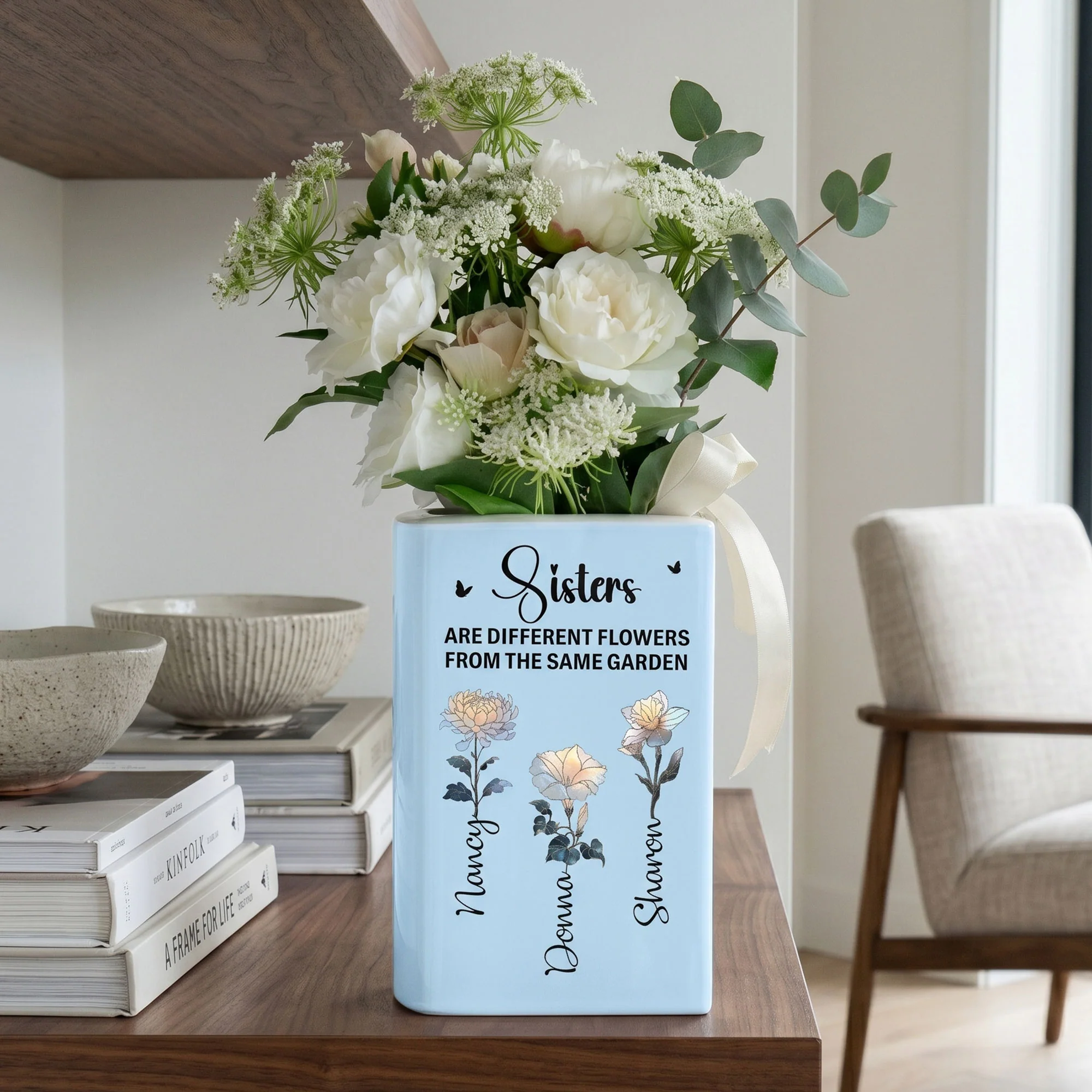 Sisters Are Different Flowers From The Same Garden Gift For Her - Personalized Vase