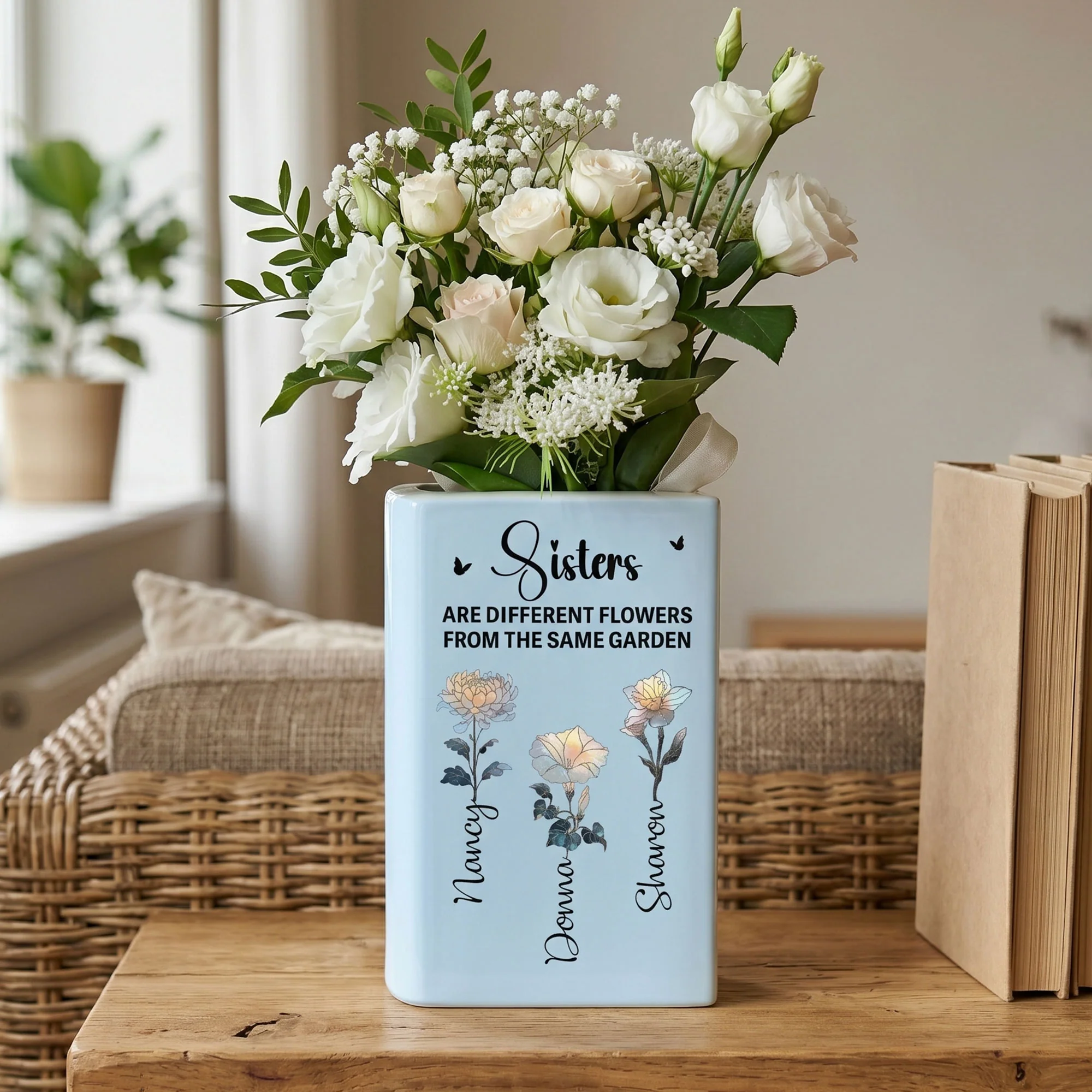 Sisters Are Different Flowers From The Same Garden Gift For Her - Personalized Vase - Image 2