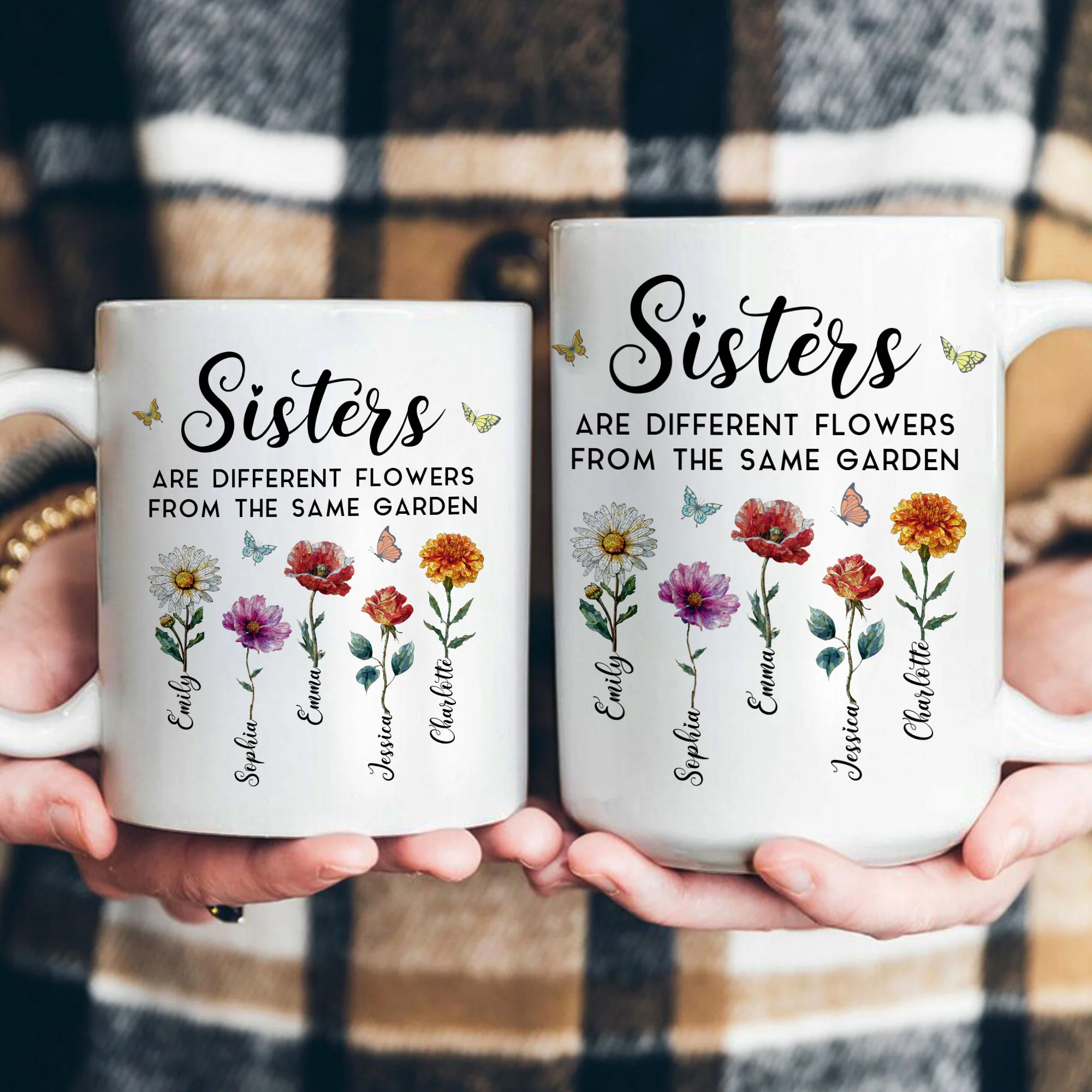 Sisters Are Different Flowers From The Same Garden Mosaic Style - Personalized Mug - Image 4