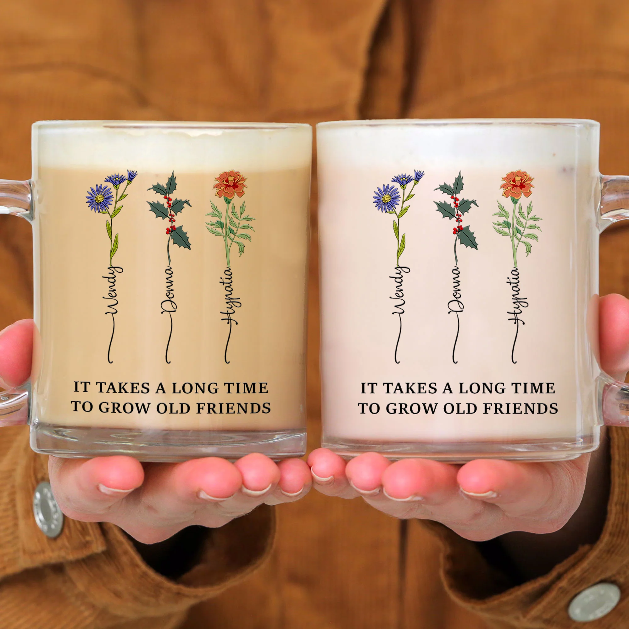 Sisters Are Different Flowers From The Same Garden - Personalized Glass Mug - Image 4