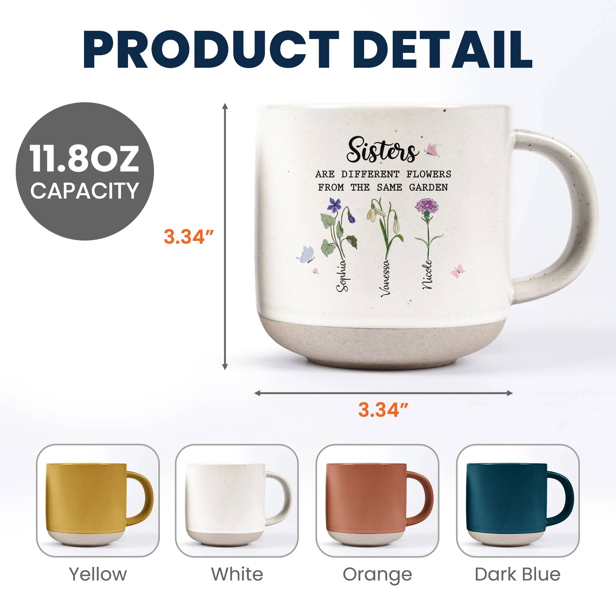 Sisters Are Different Flowers From The Same Garden - Personalized Pottery Mug - Image 6