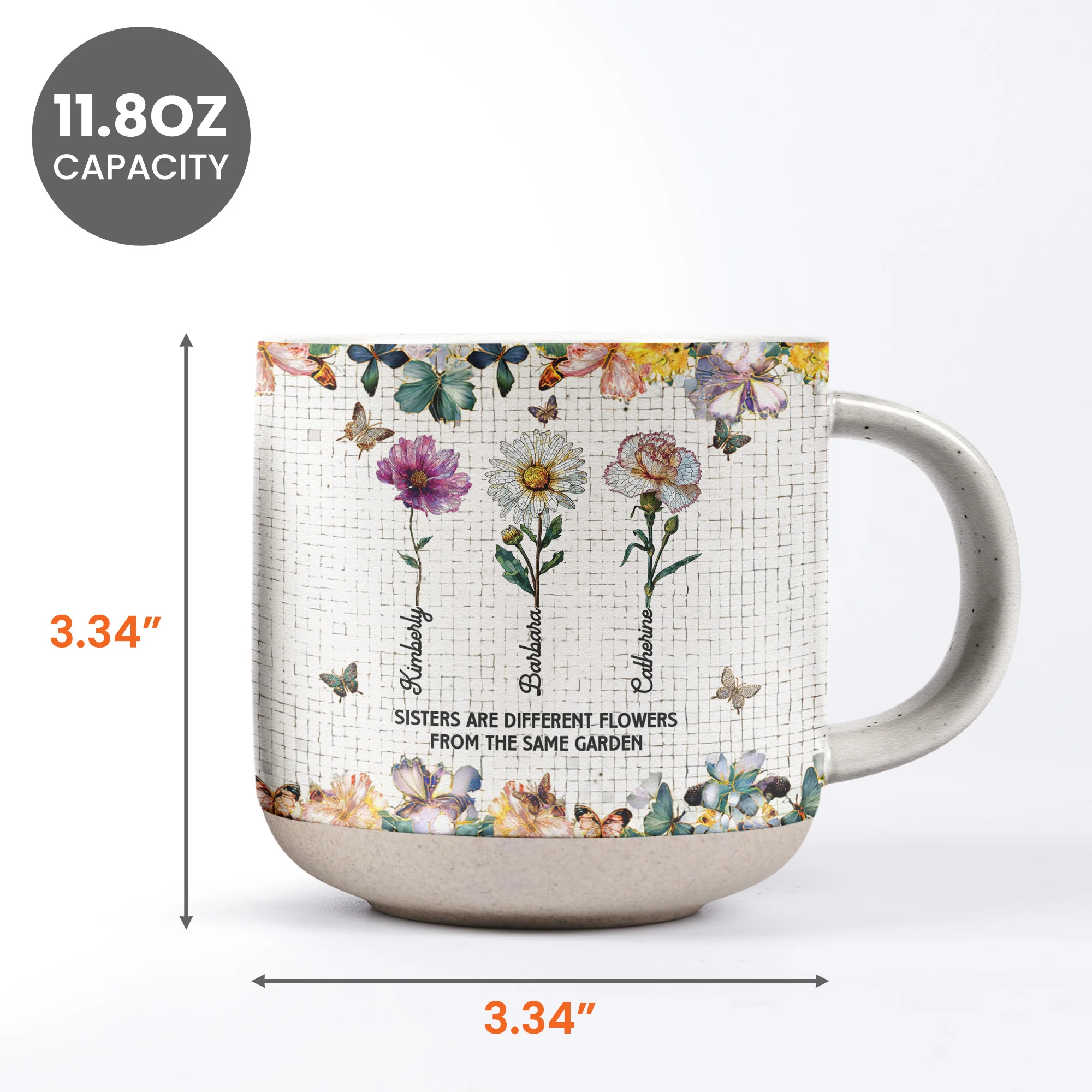 Sisters Are Different Flowers From The Same Garden - Personalized Pottery Mug - Image 6