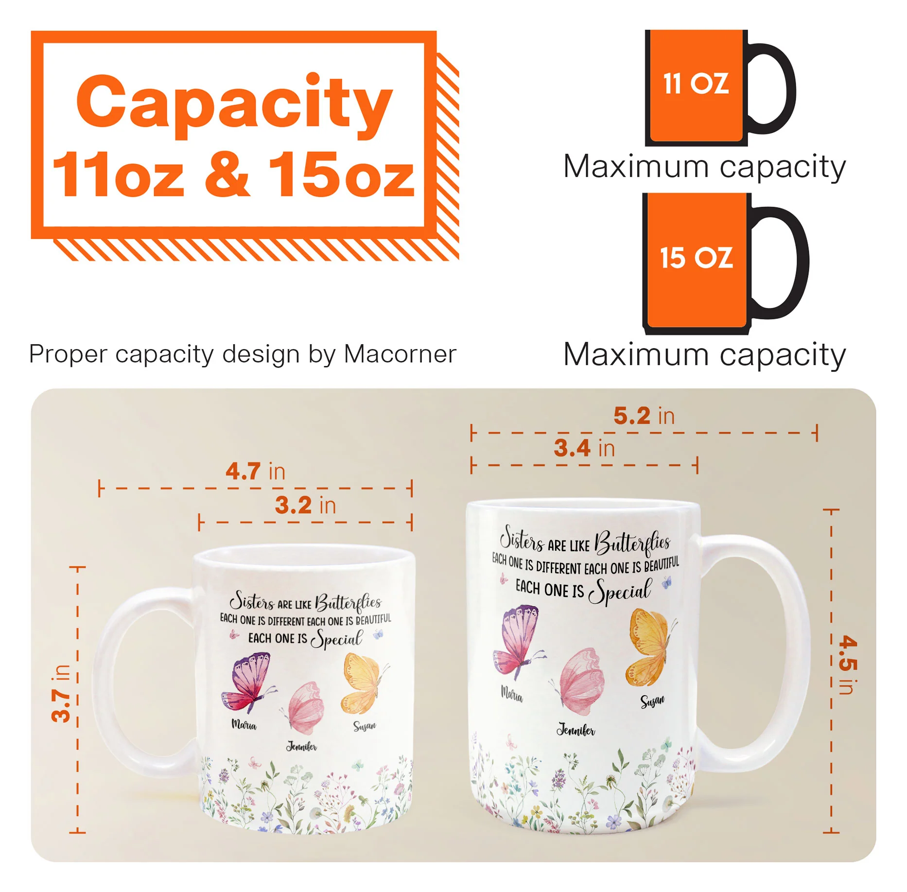 Sisters Are Like Butterflies - Personalized Mug - Image 7