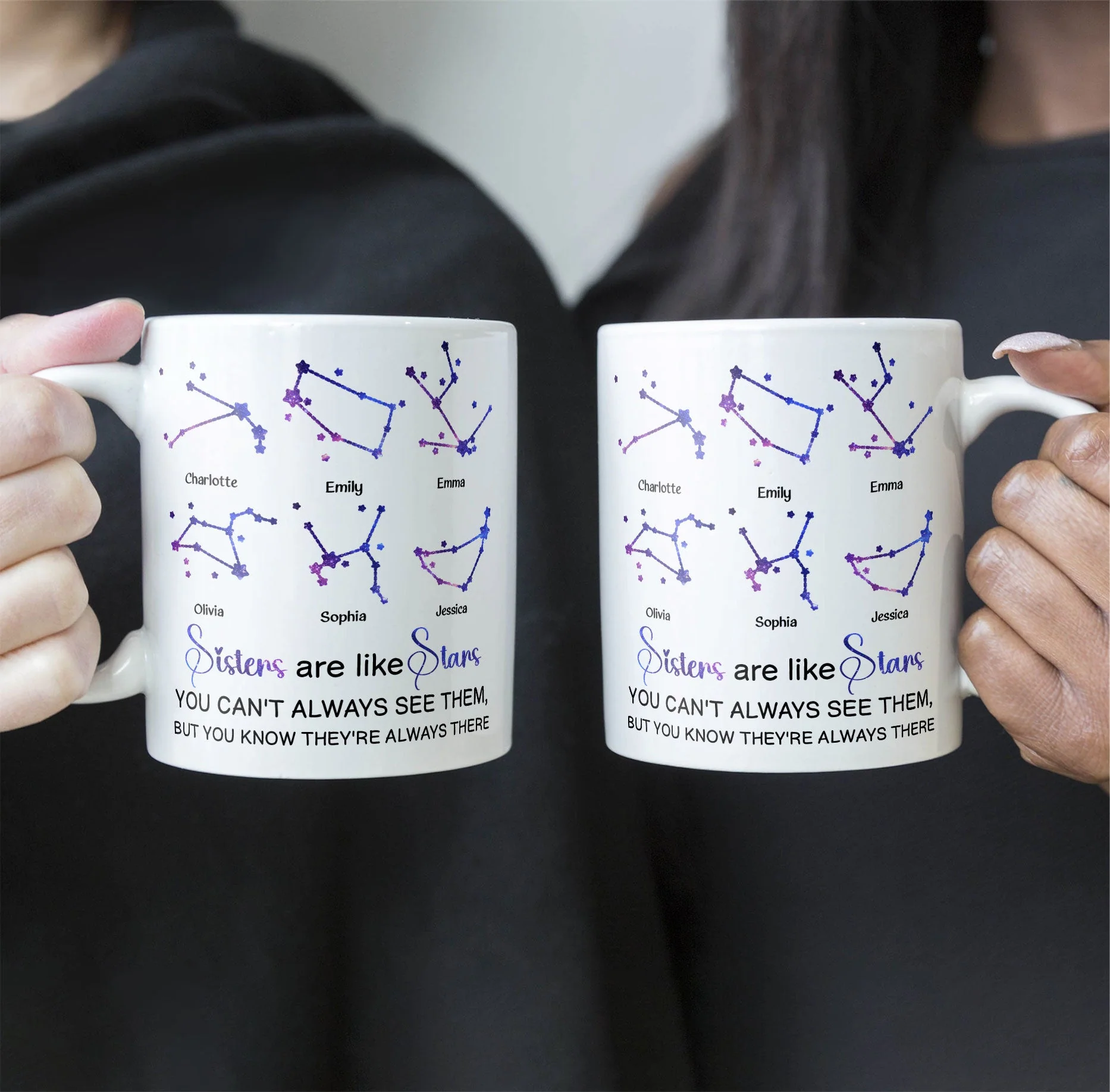 Sisters Are Like Stars - Personalized Mug - Image 4