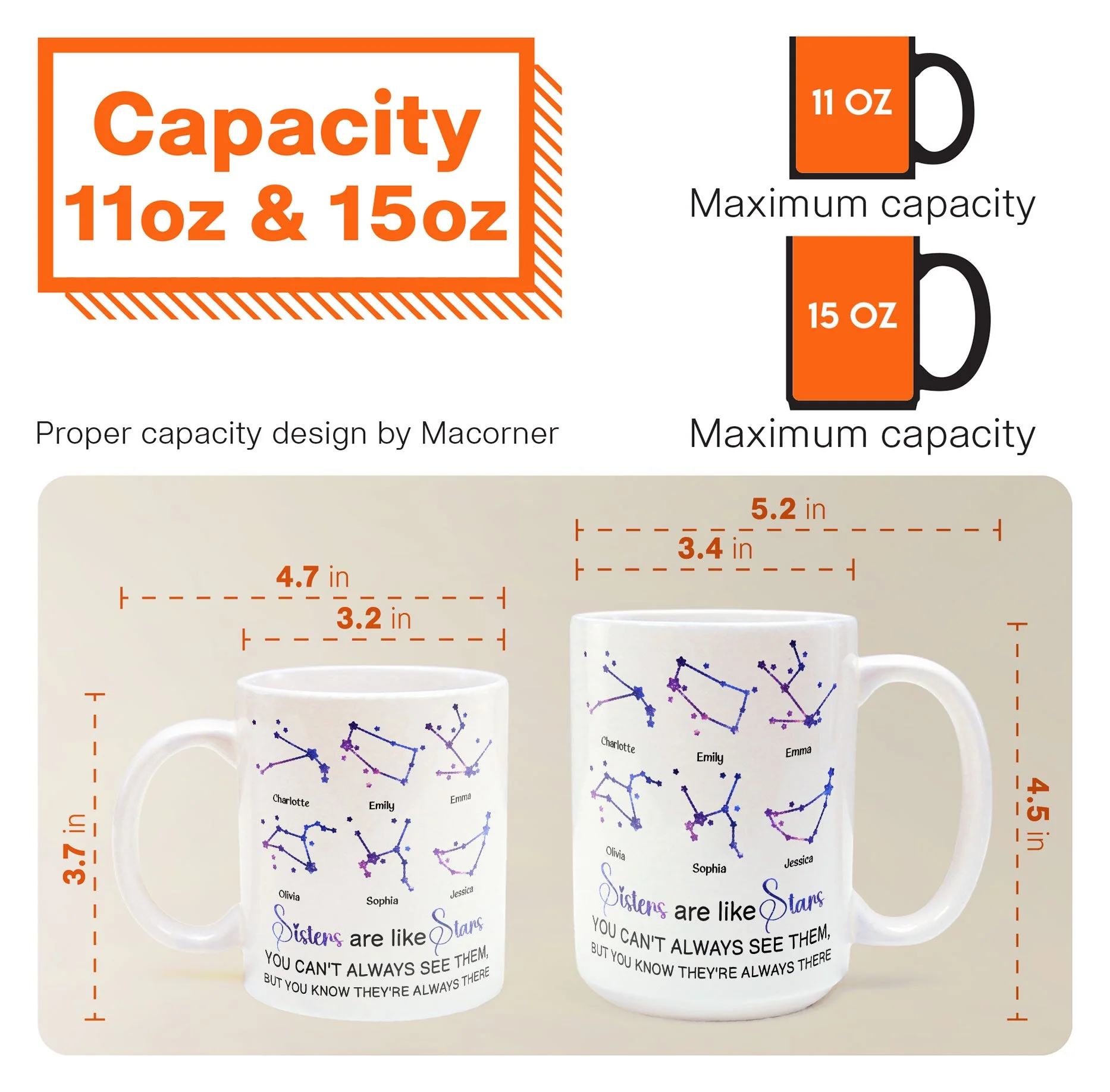 Sisters Are Like Stars - Personalized Mug - Image 5