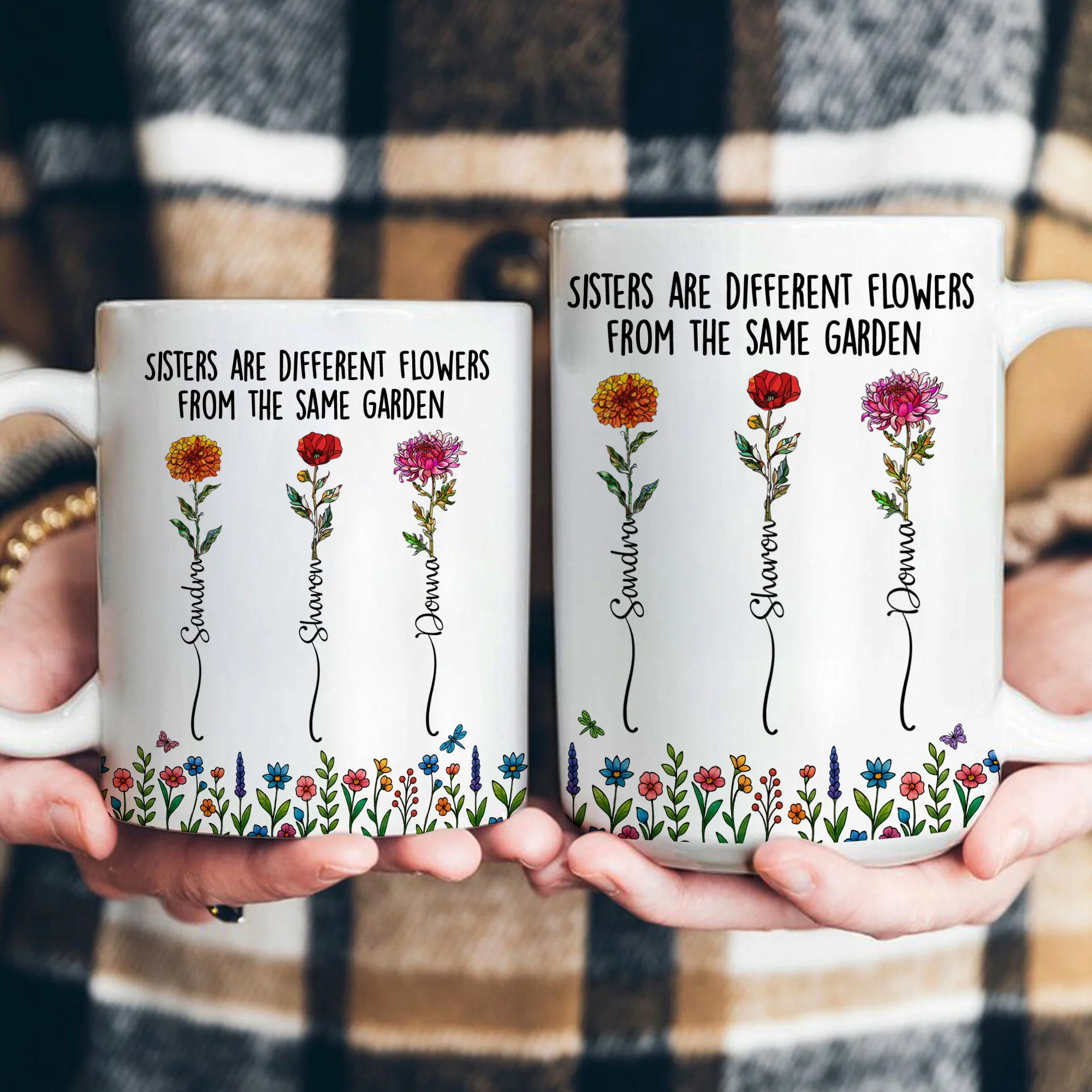 Sisters - Different Flowers From Same Garden - Personalized Mug - Image 4