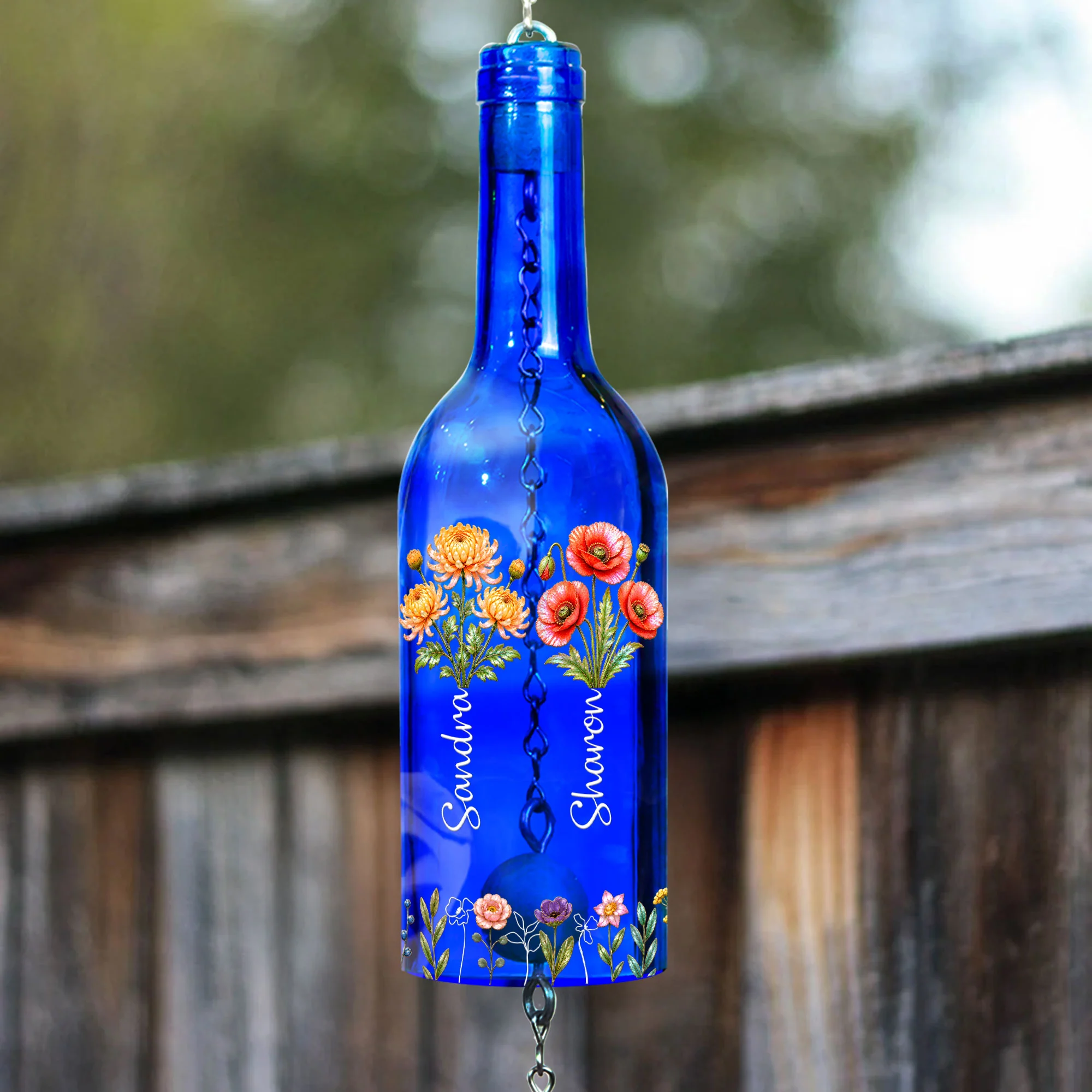 Sisters Different Flowers From The Same Garden Mother Of Pearl Style - Personalized Wind Chime - Image 6