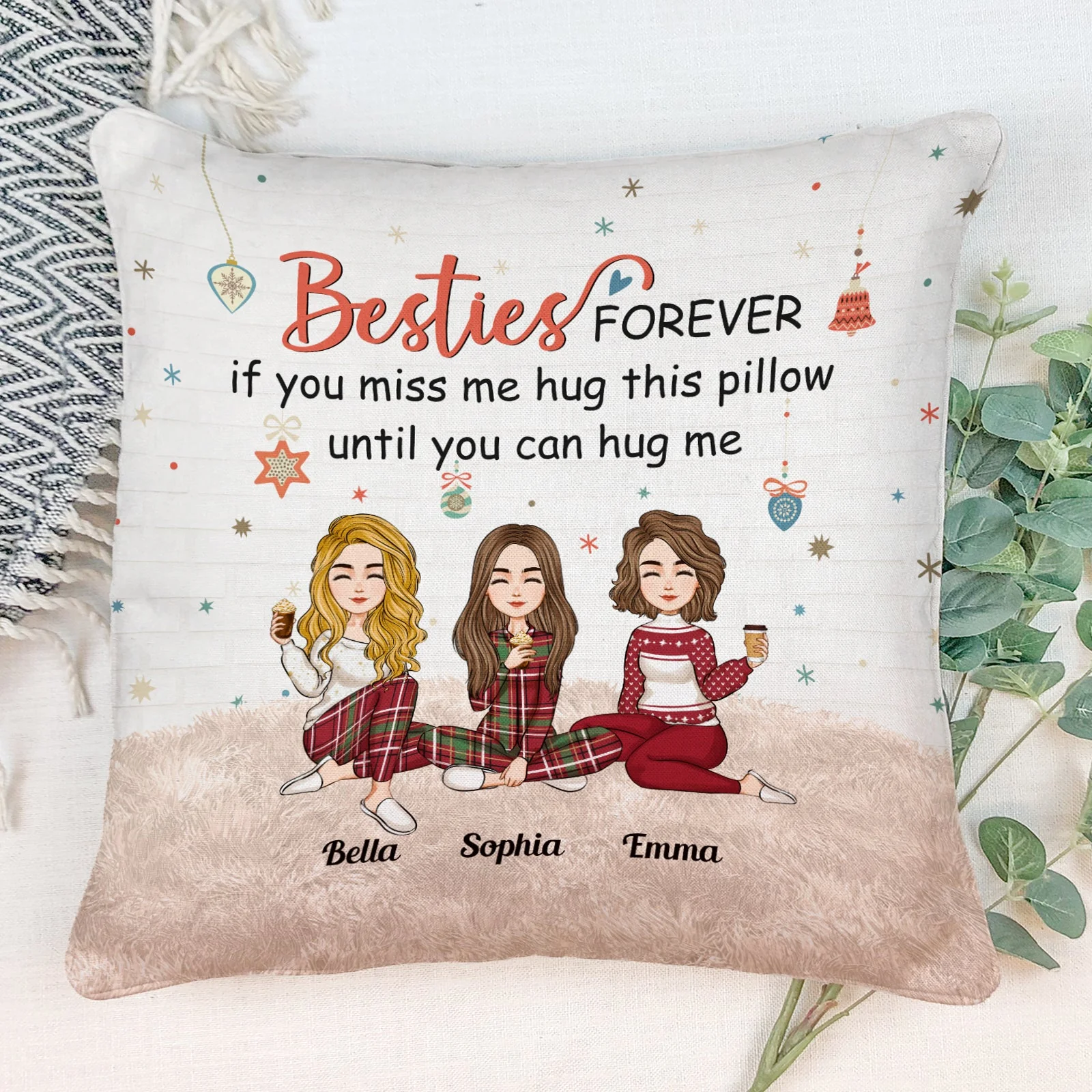 Sisters Forever Hug This Pillow - Personalized Pillow (Insert Included) - Image 4