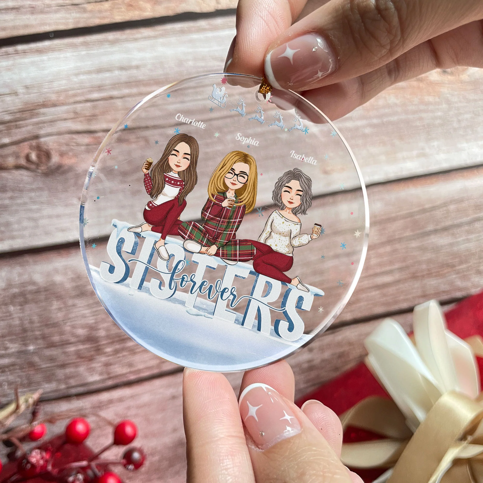 Sisters Forever - Personalized Sister Ornament - Image 7