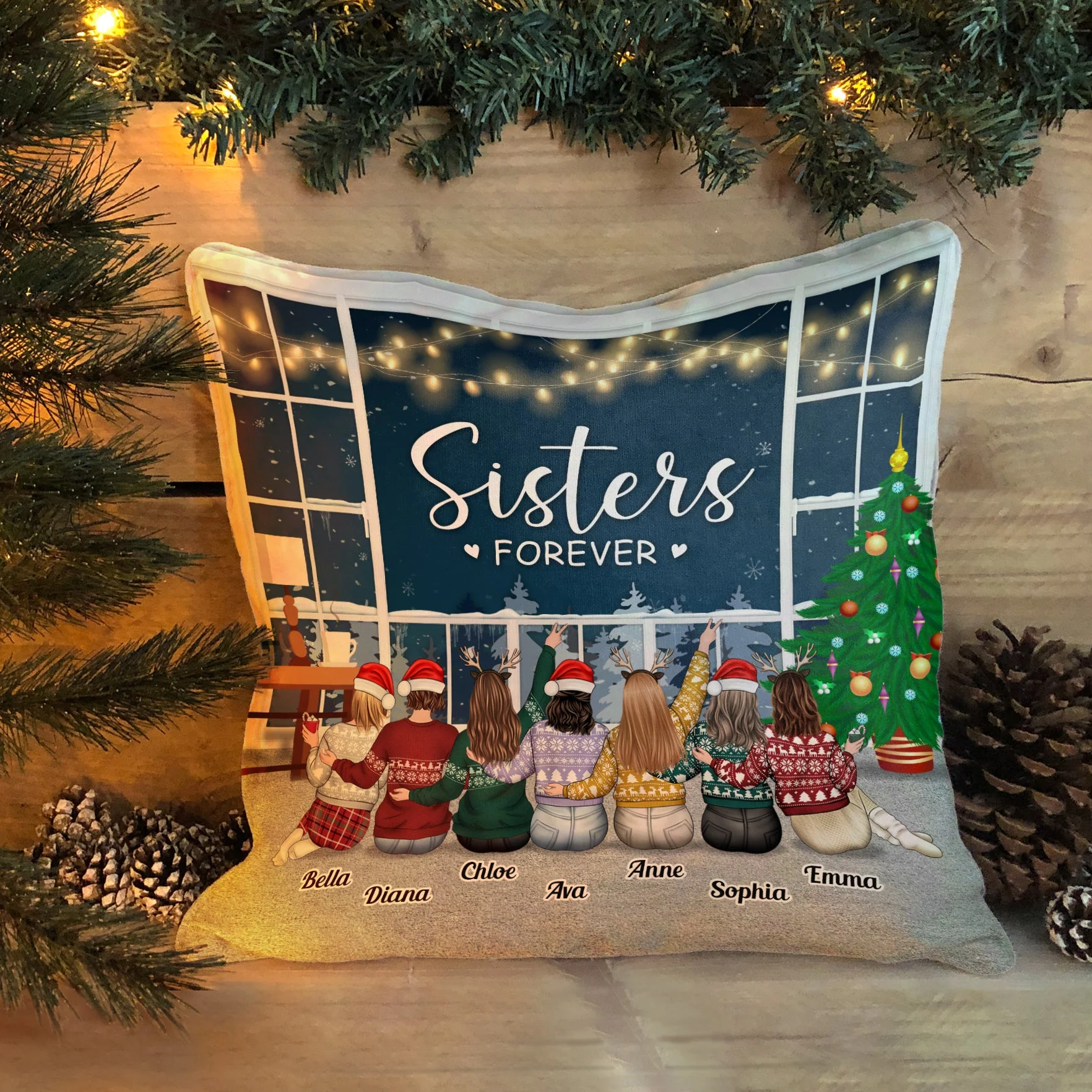 Sisters Forever - Personalized Pillow (Insert Included) - Image 2