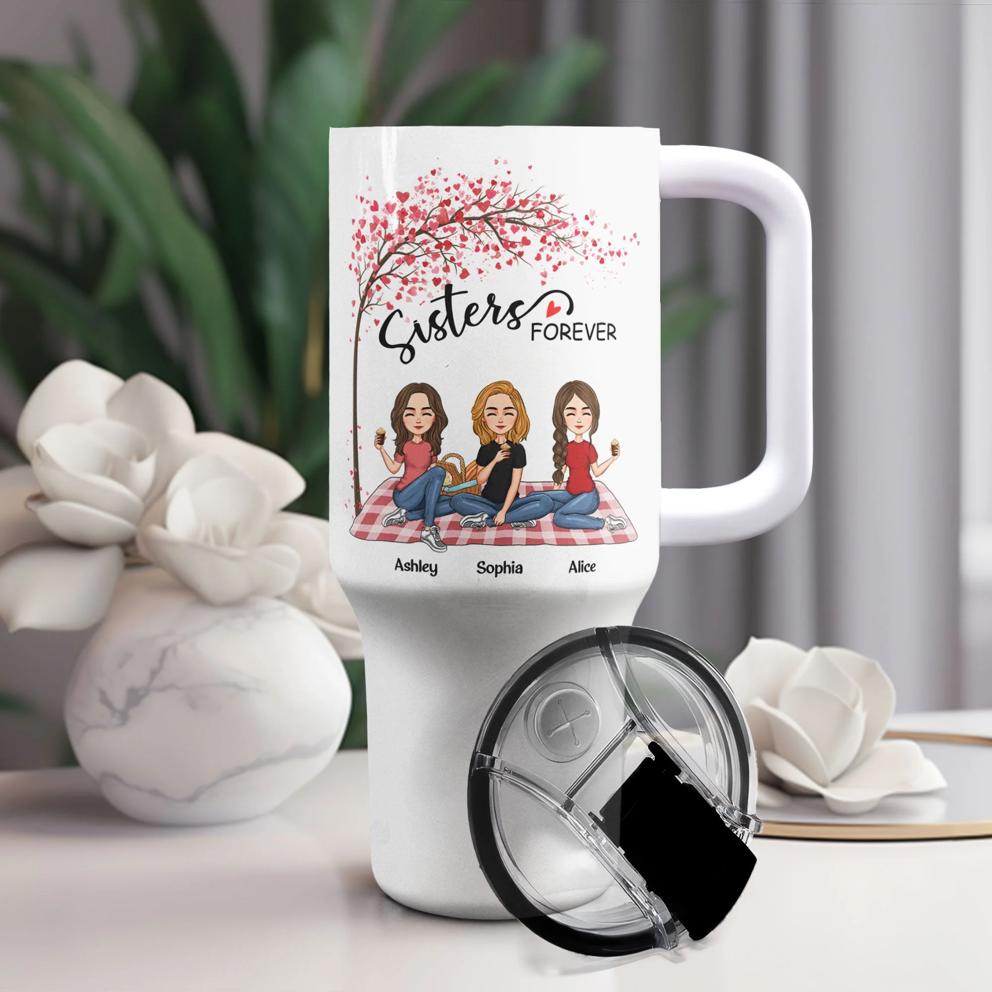 Sisters Forever - Version 3 - Personalized 40oz Tumbler With Straw - Image 2