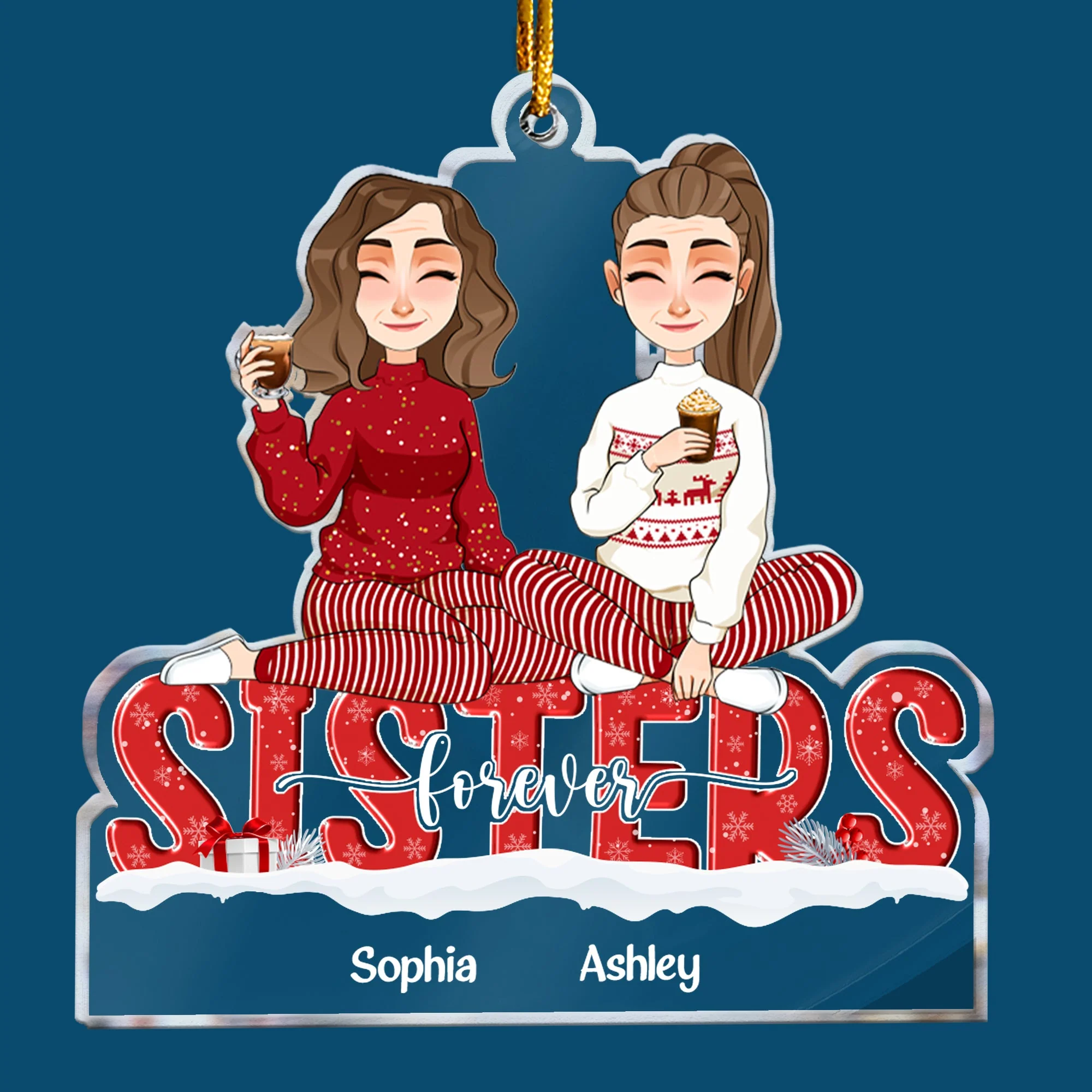 Sisters Forever - Version 6 - Personalized Acrylic Ornament - Image 4