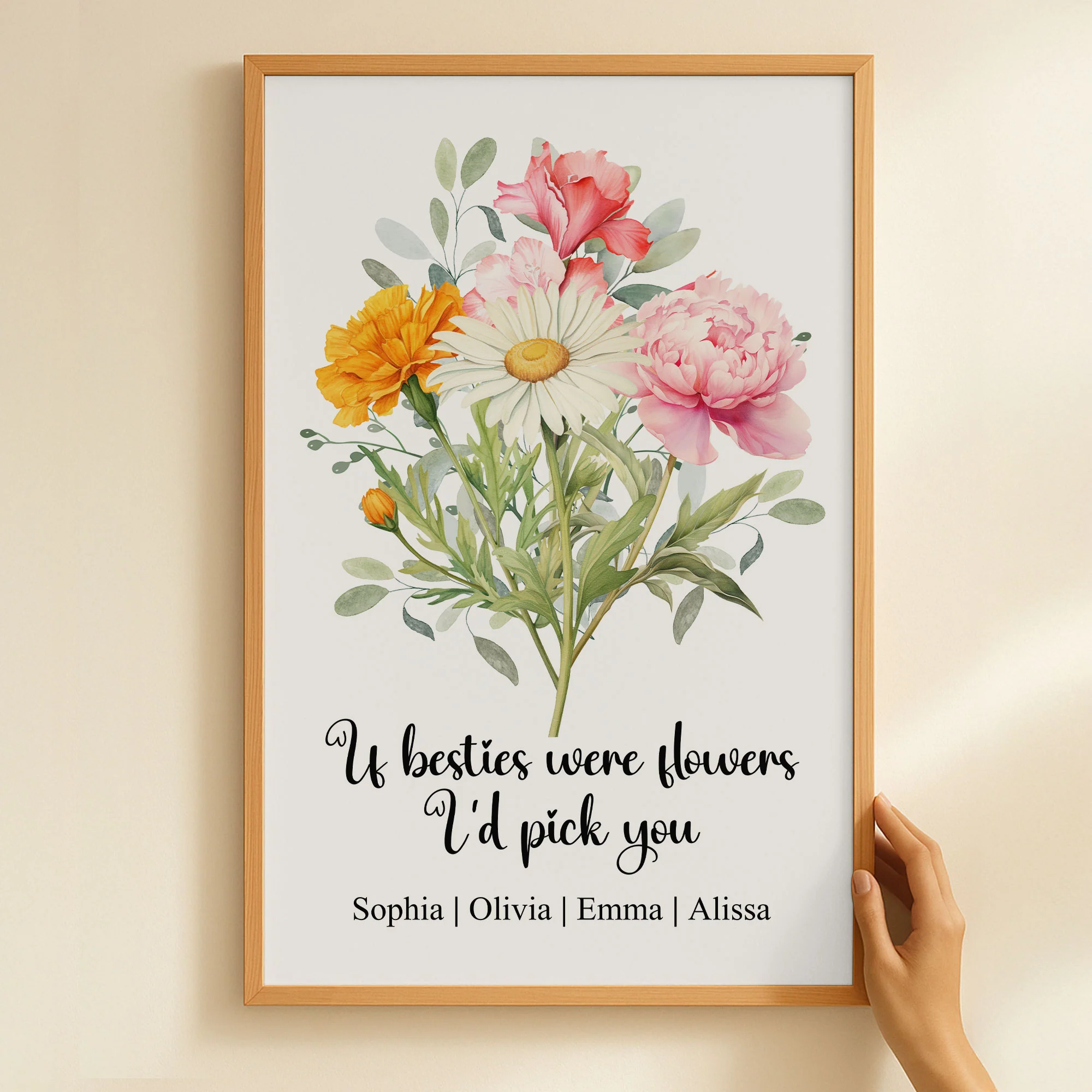 Sisters, Friends Friendship Sisterhood Birth Flower Bouquet, Gifts For Her - Personalized Poster - Image 5