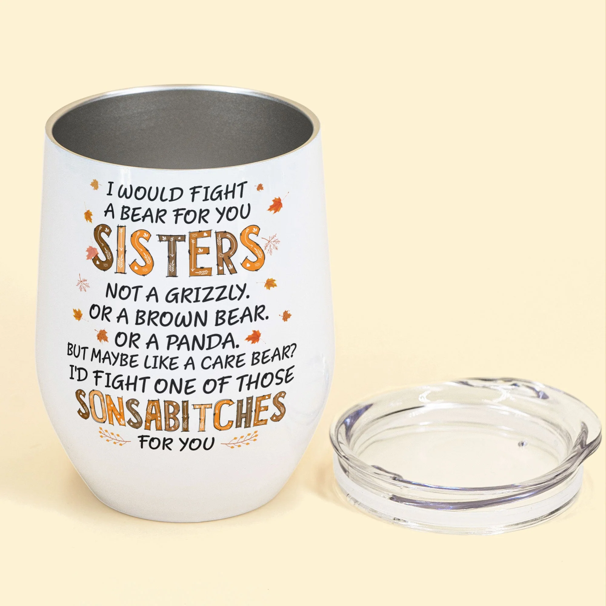 Sisters I'll Be There For You - Personalized Wine Tumbler - Image 3