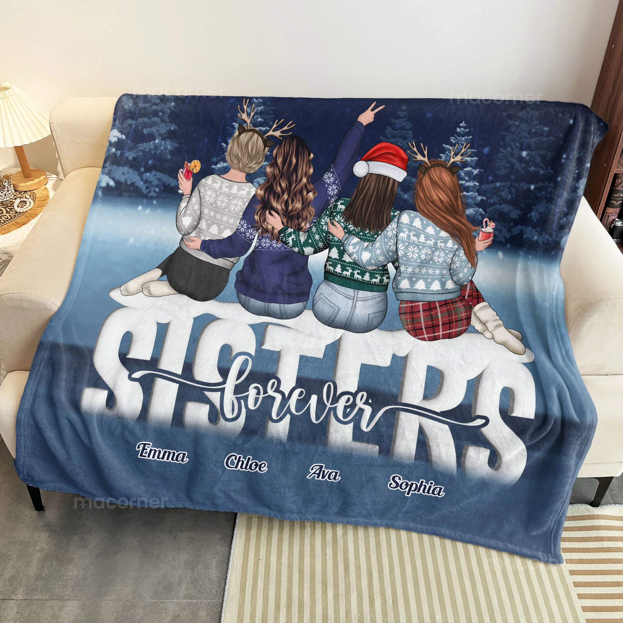 Sisters' Love Is Eternal - Personalized Blanket - Image 4
