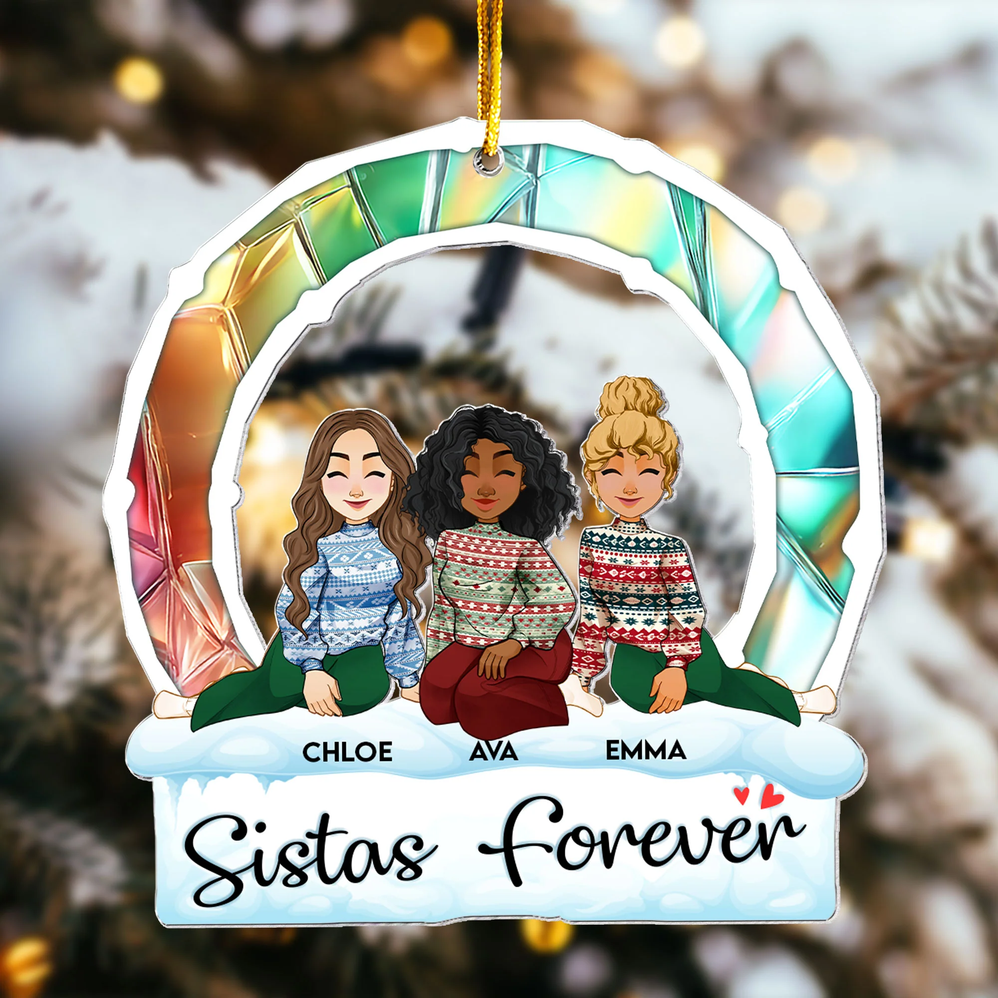 Sisters' Love Is Forever - Personalized Acrylic Ornament - Image 5