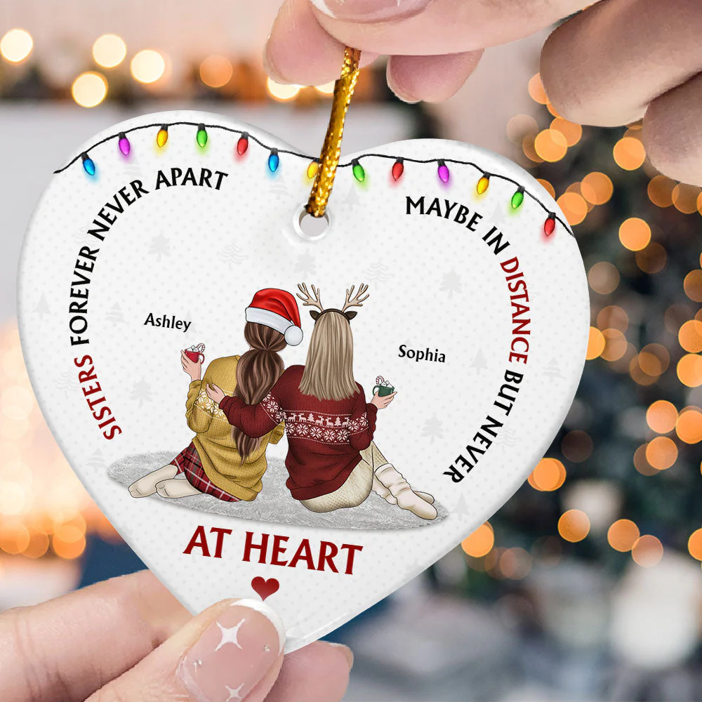 Sisters Never Apart - Personalized Ceramic Ornament - Image 2