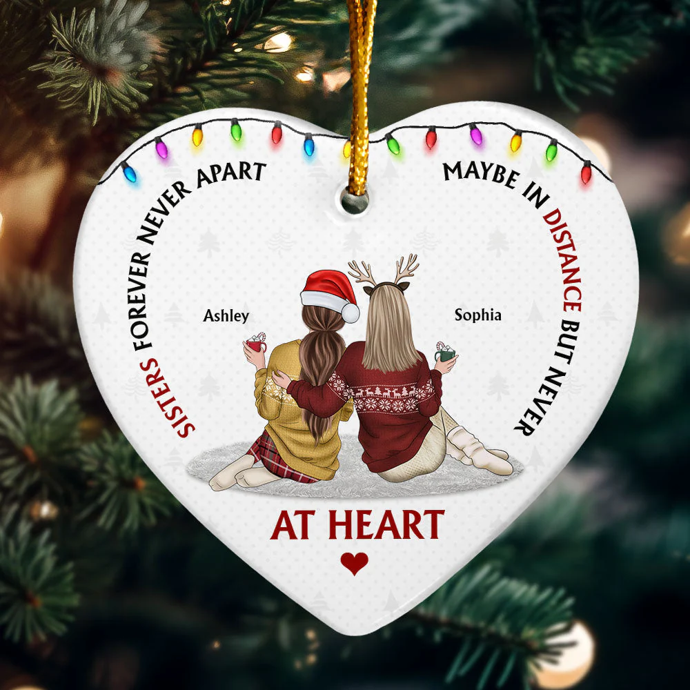 Sisters Never Apart - Personalized Ceramic Ornament - Image 3