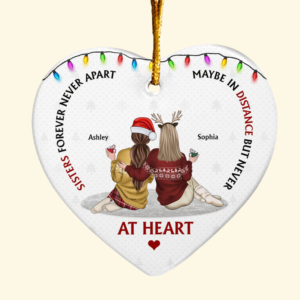 Sisters Never Apart - Personalized Ceramic Ornament - Image 4